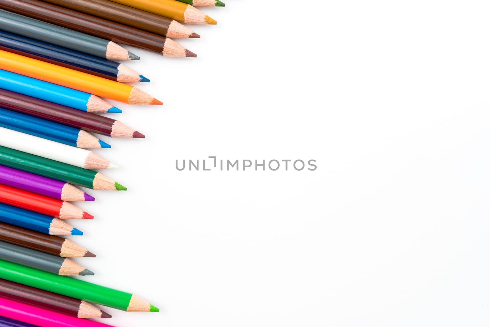 Colouring pencils isolated on white background,education concept image with copy space available
