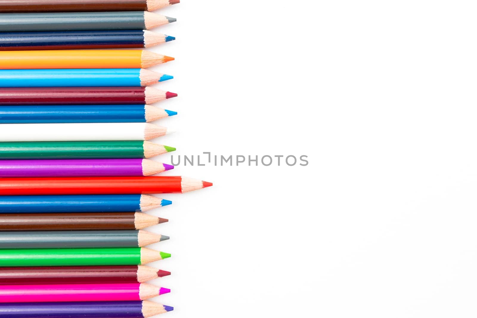 Colouring pencils isolated on white background,education concept image with copy space available