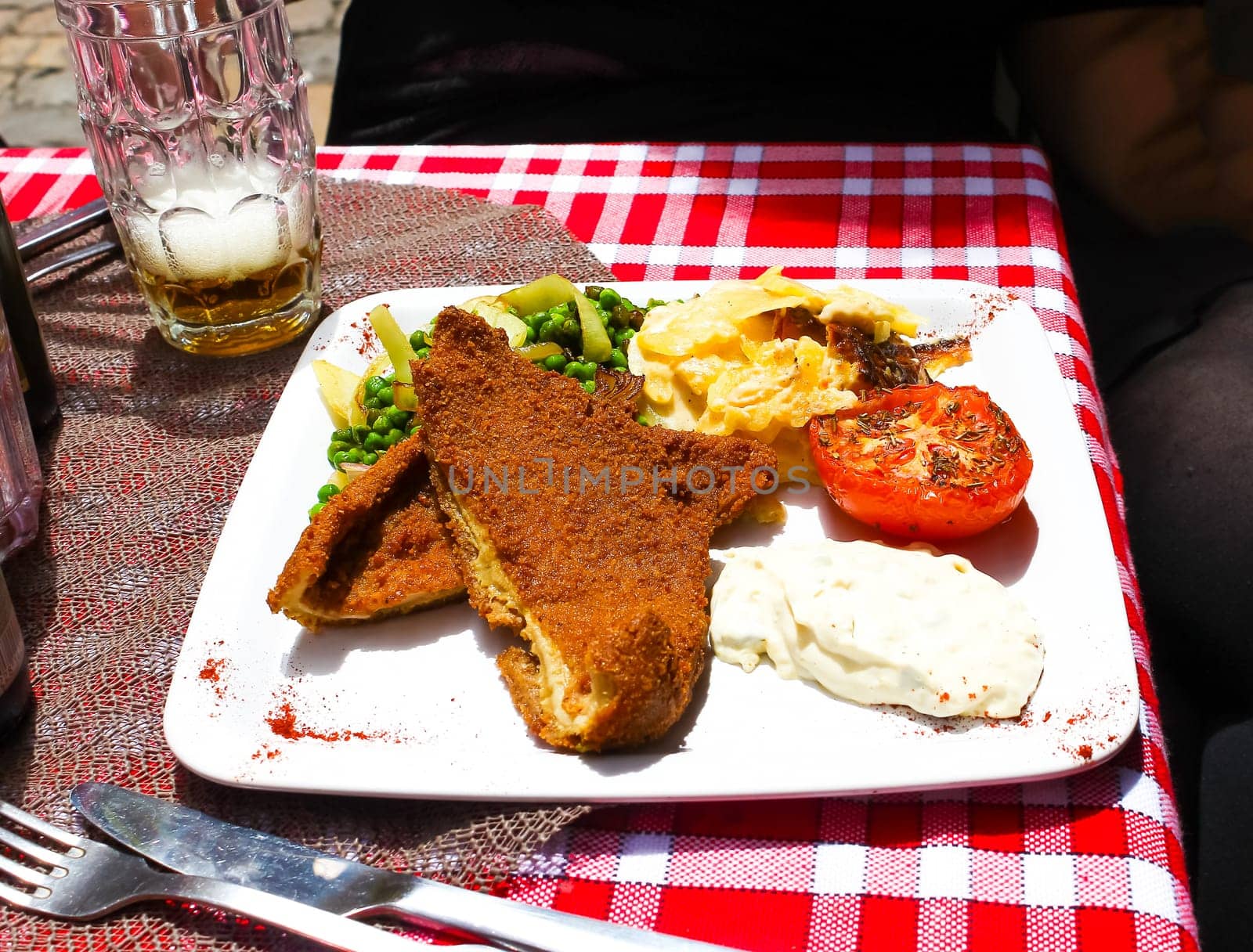 Tripe typical French food. On a rustic table at Lyon