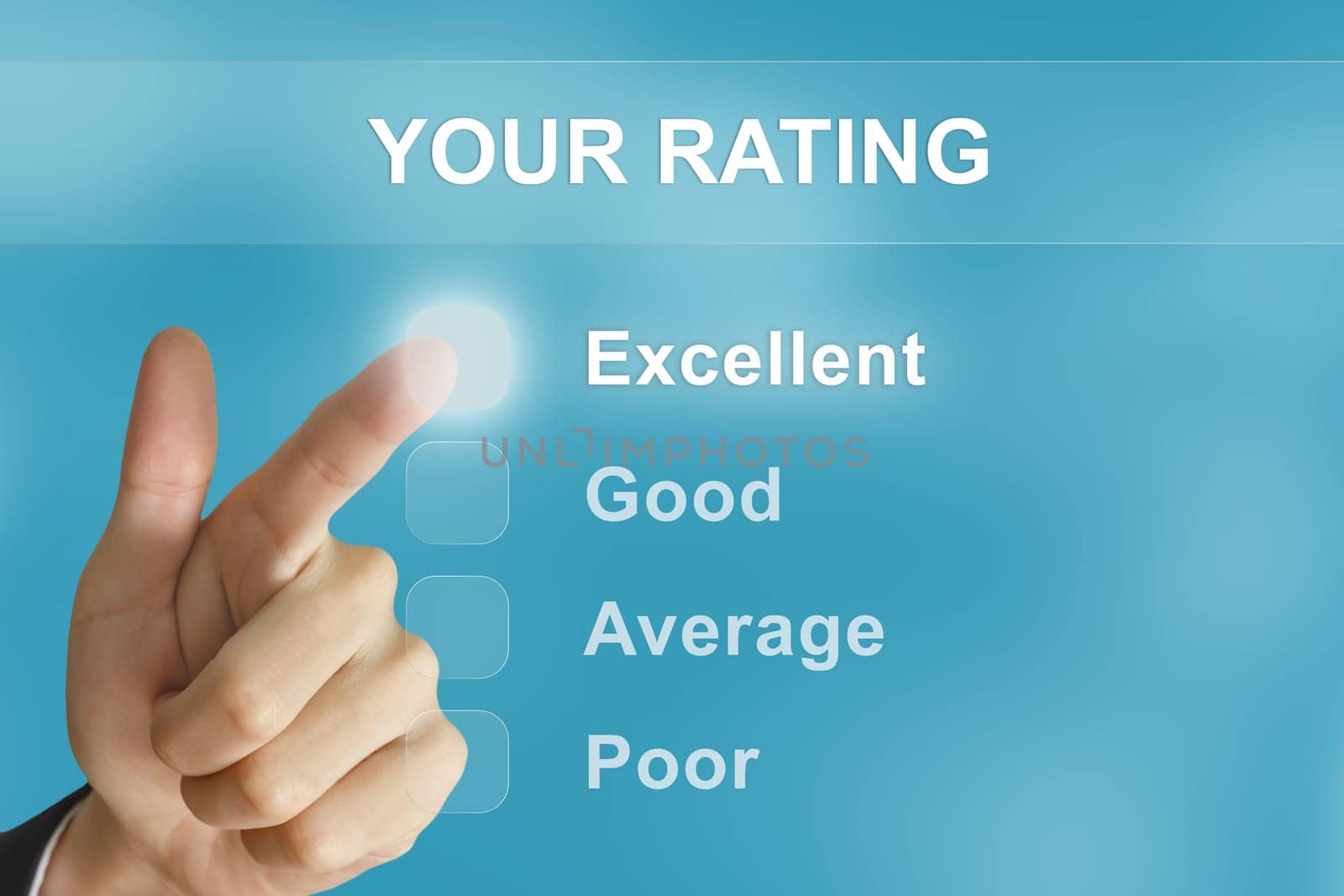 business hand clicking your rating button on screen