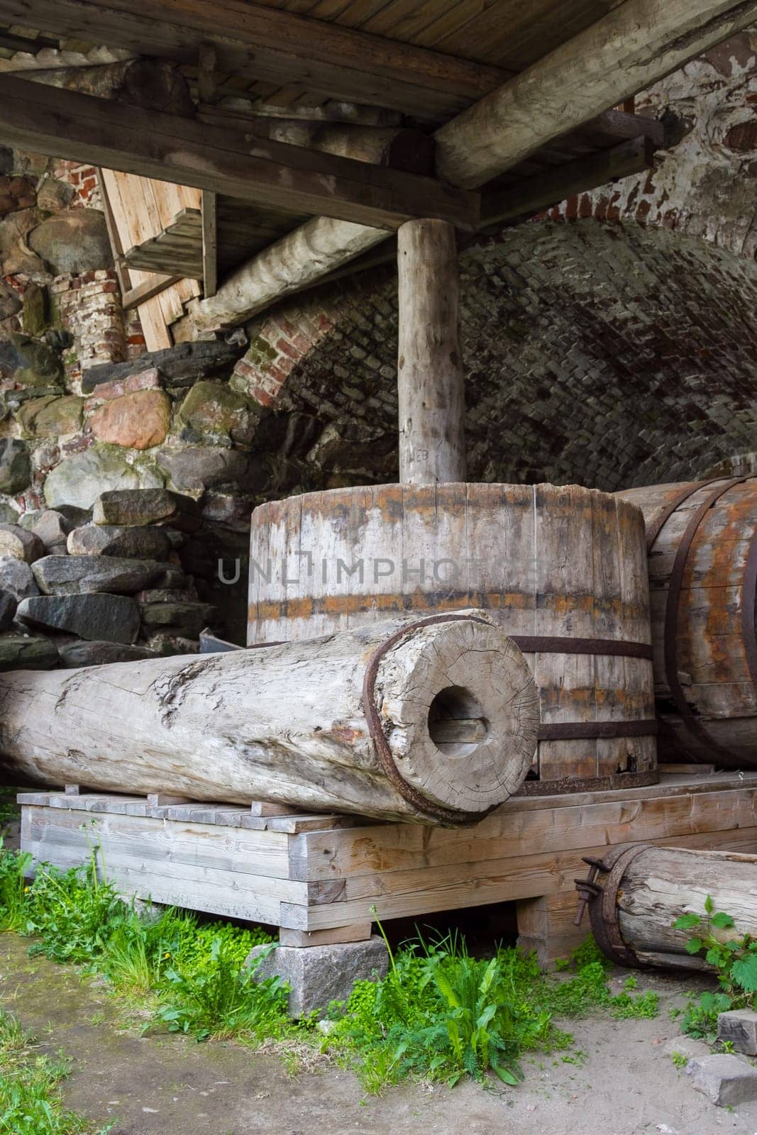 The old water pipes of Solovetsky Monastery,Karelia,north of Russia.