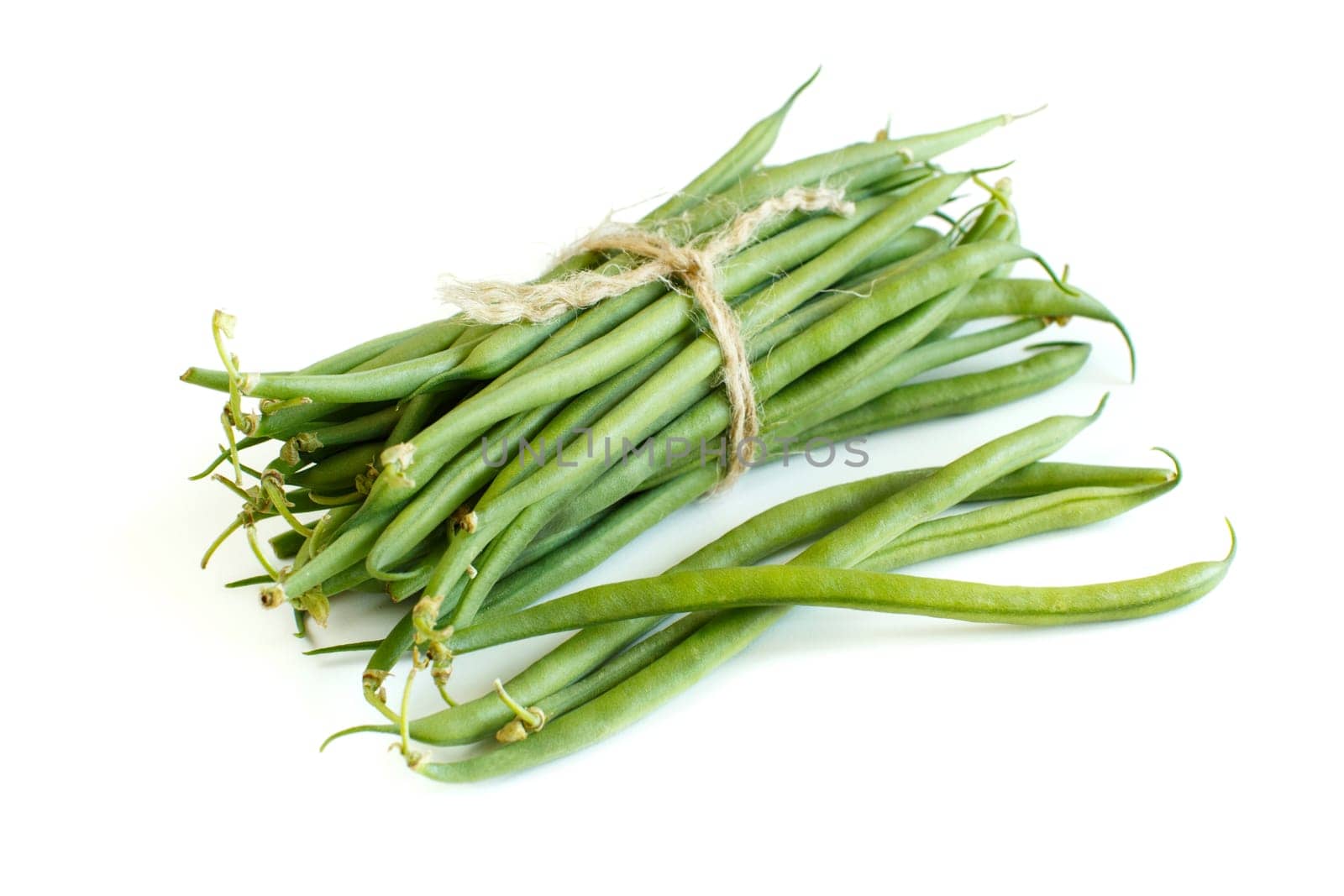 Green french beans isolated on a white background