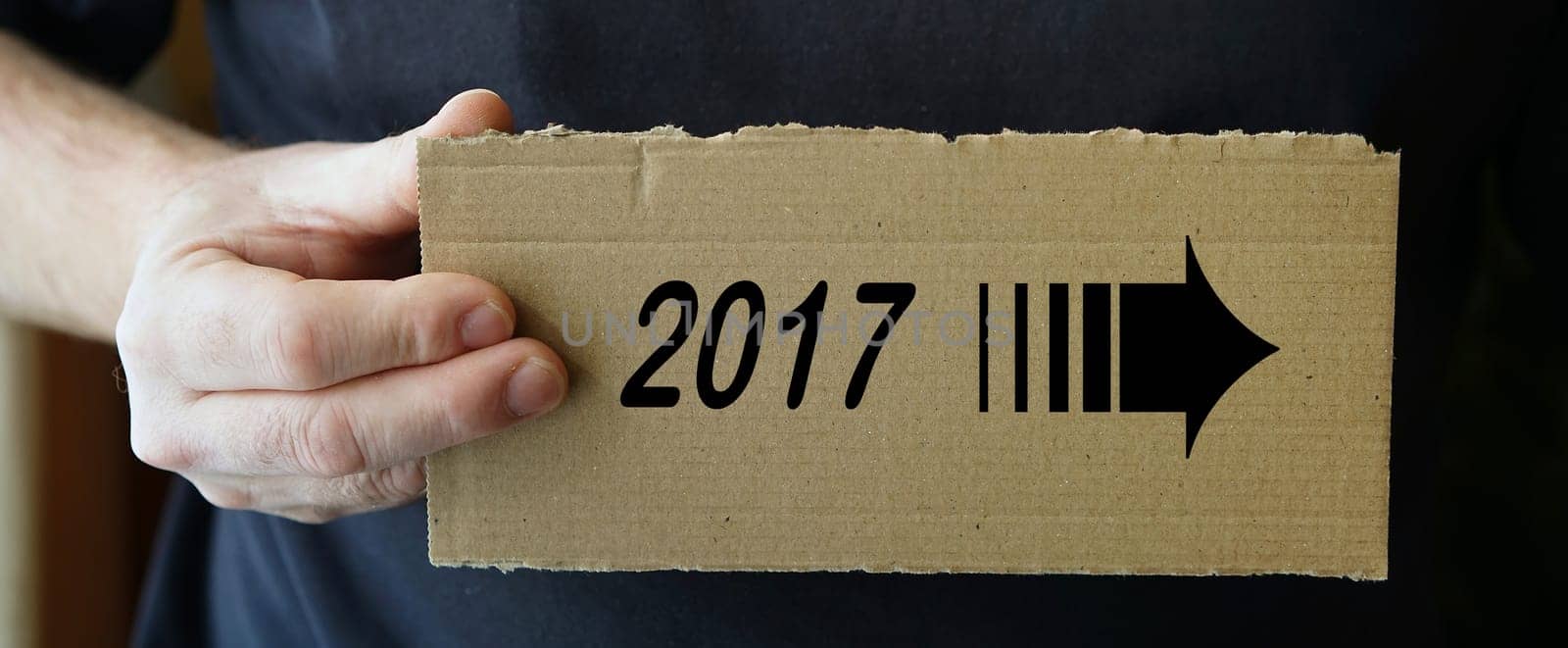 Cardboard sign with the inscription 2017