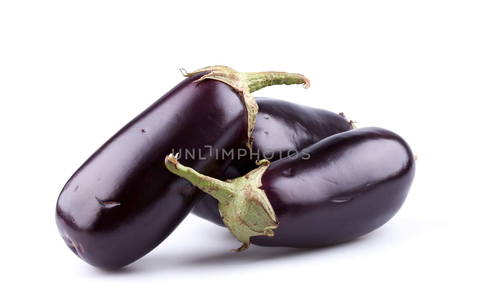 Eggplants or aubergines on white background.