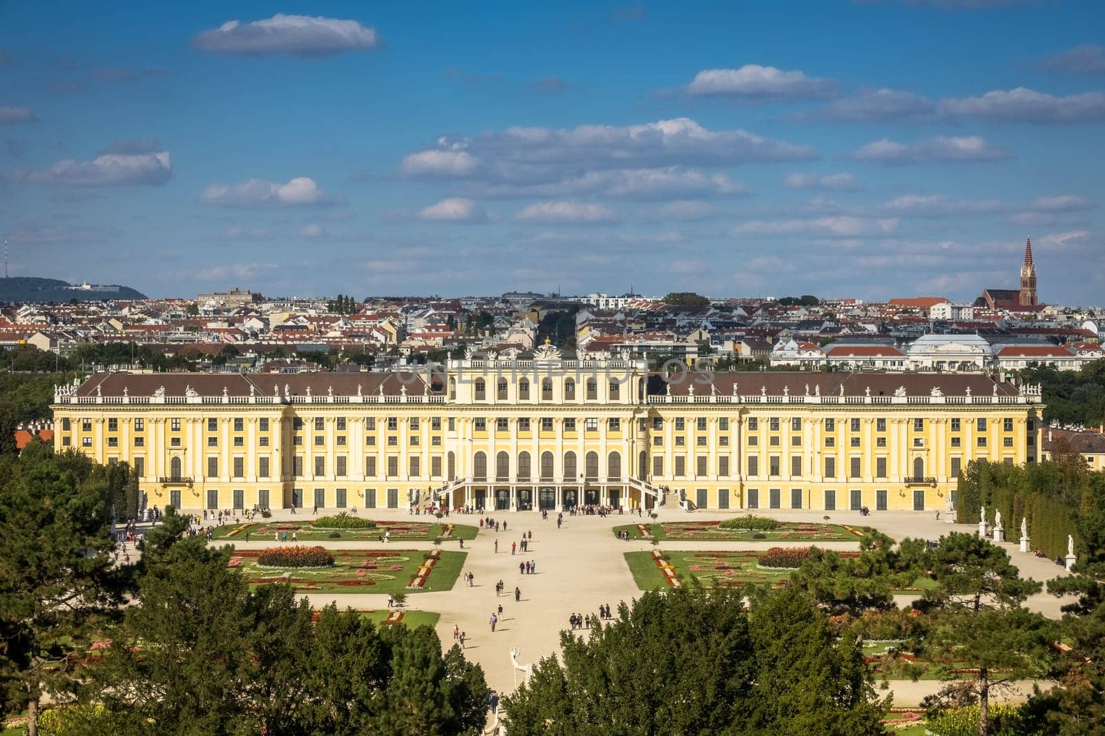 Cityscape Vienna with Schönbrunn Palace,sight and landmark of the capital of Austria