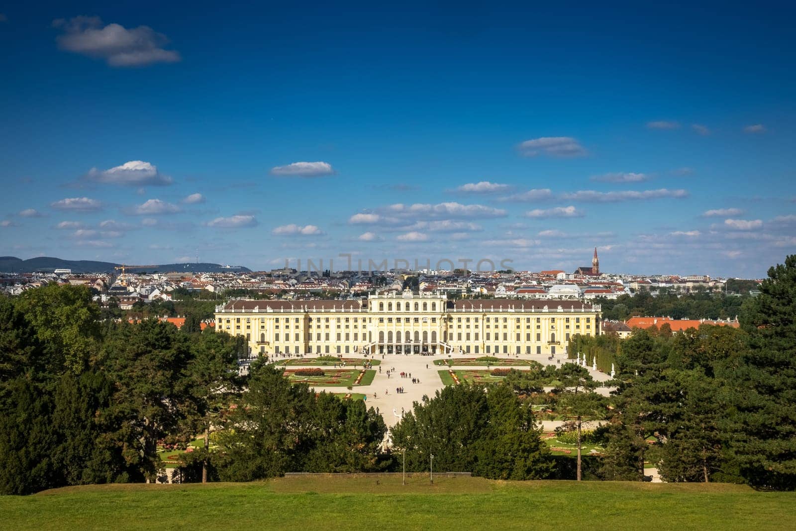 Cityscape Vienna with Schönbrunn Palace,sight and landmark of the capital of Austria