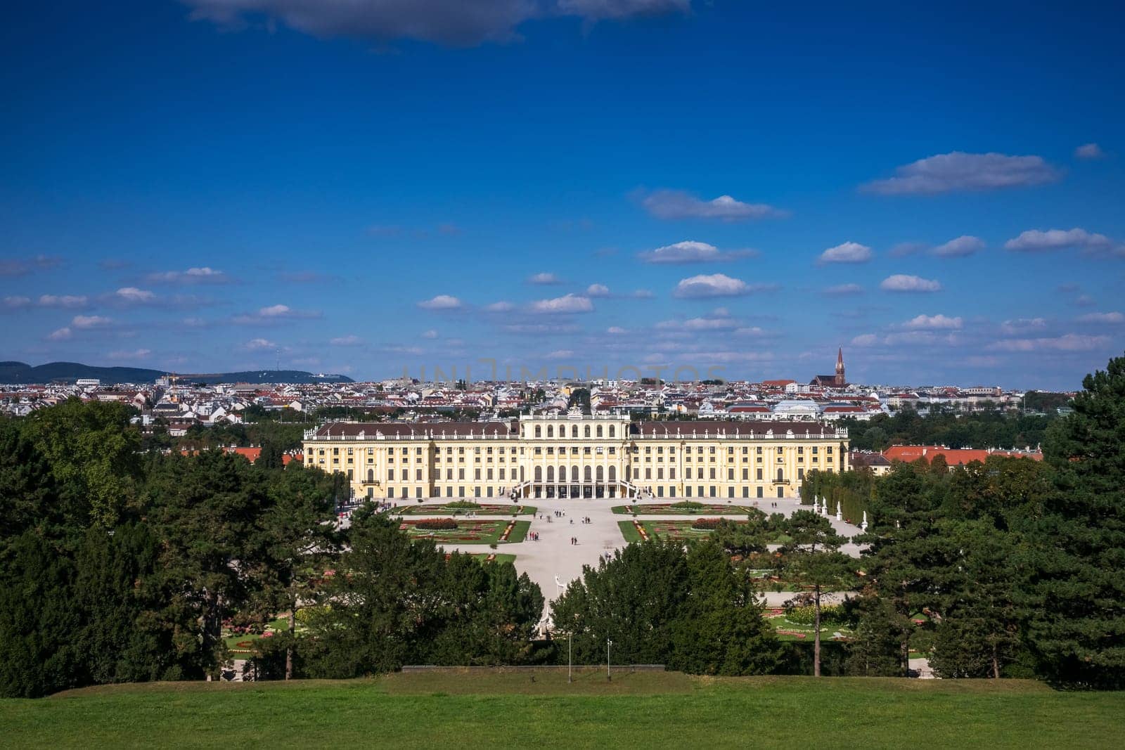 Cityscape Vienna with Schönbrunn Palace,sight and landmark of the capital of Austria