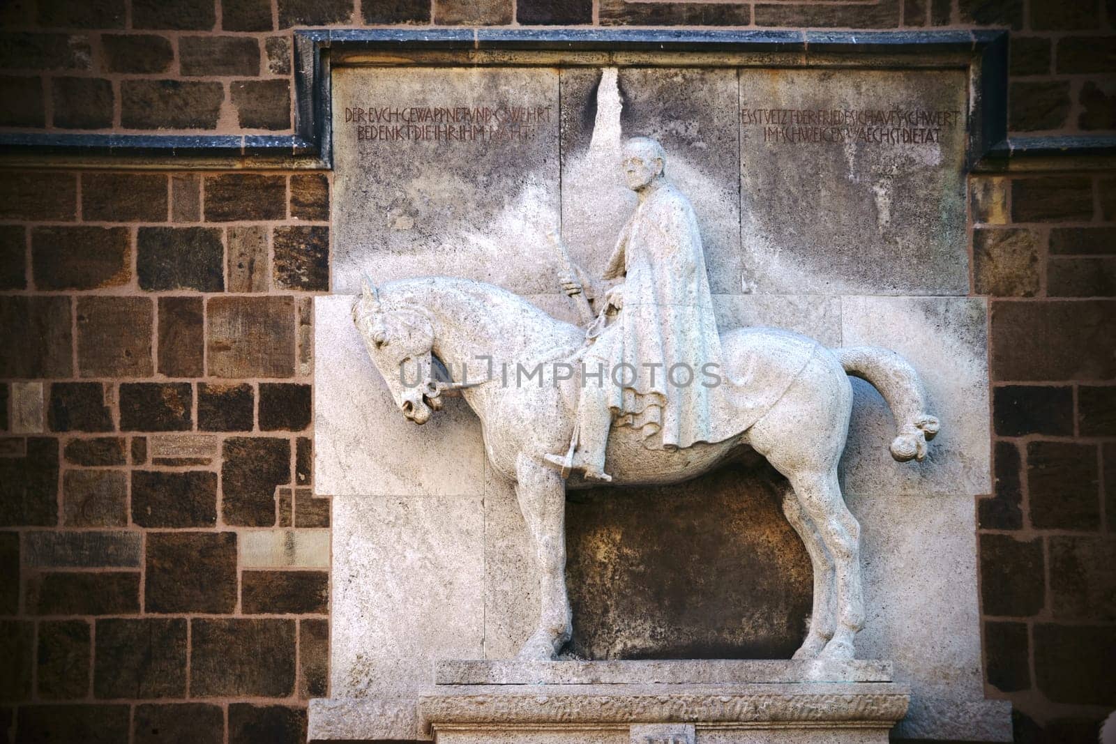 Bremen,Germany - August 30,2016: The equestrian statue in honor of the Prussian army commander Helmuth von Moltke at the Church of Our Lady on August 30,2016 in Bremen.