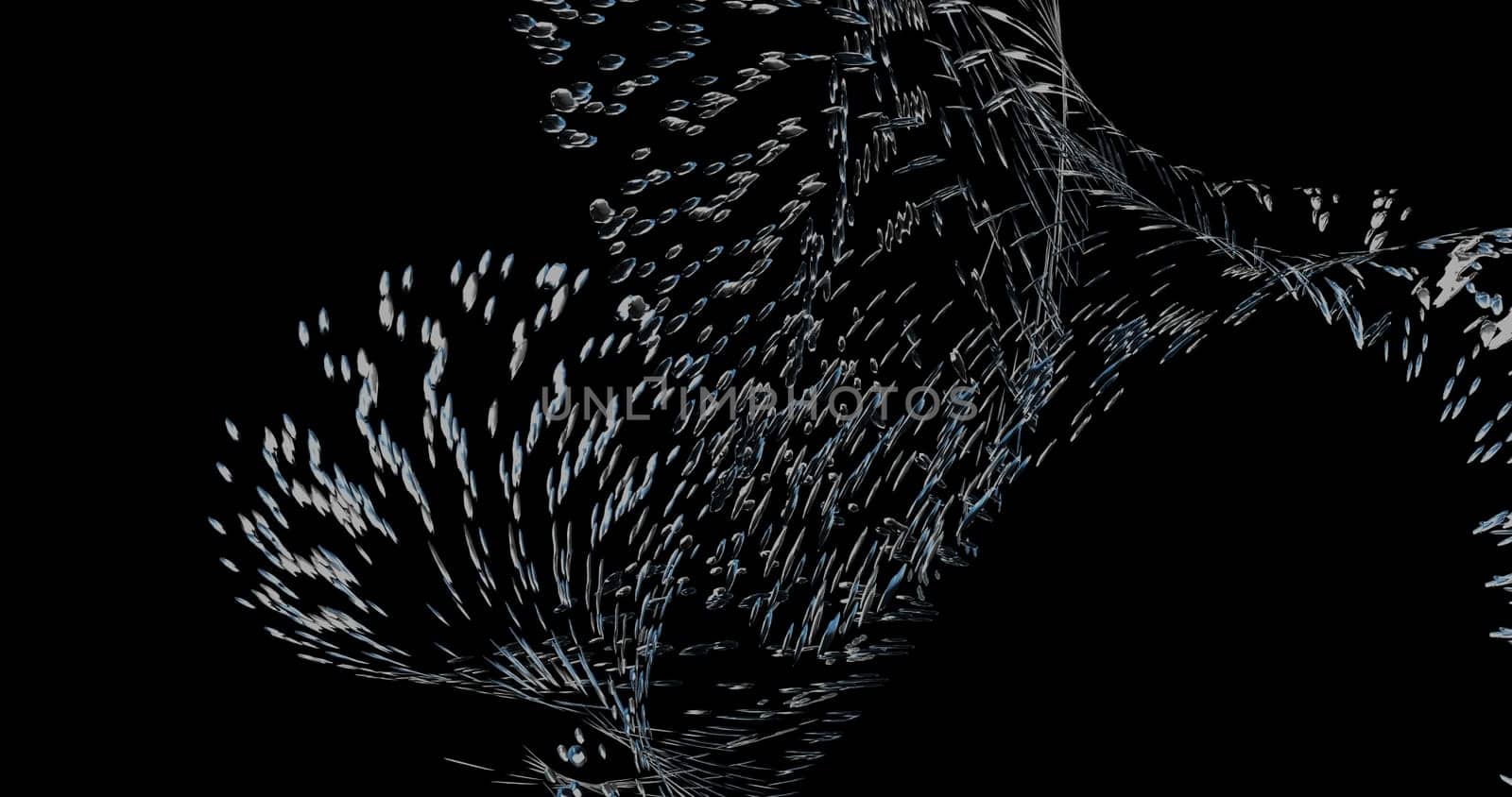 The Blue water splash isolated with black background