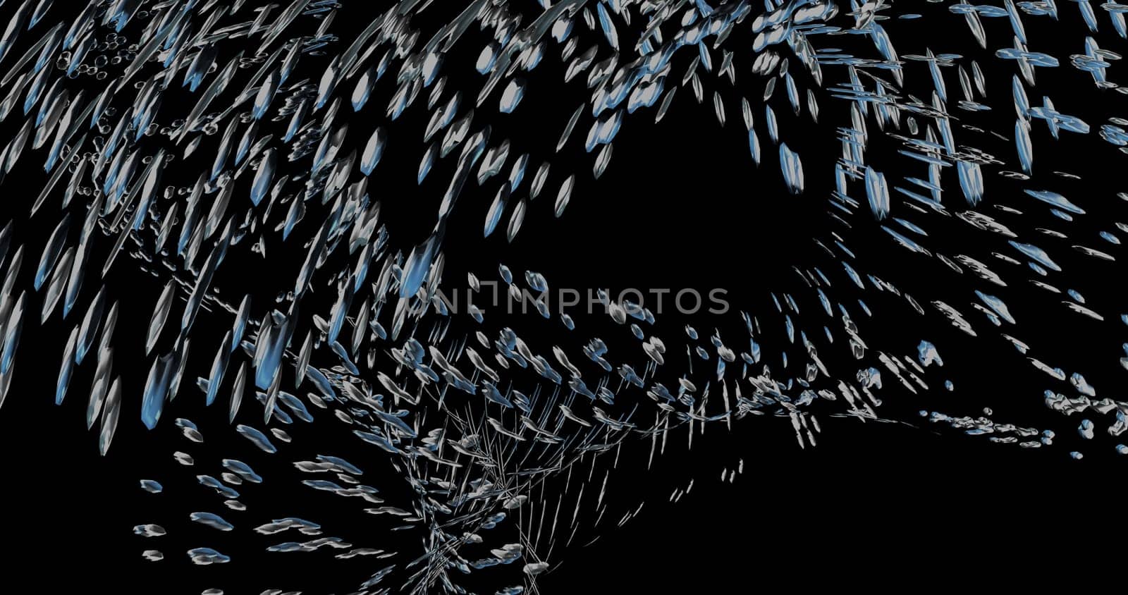 The Blue water splash isolated with black background
