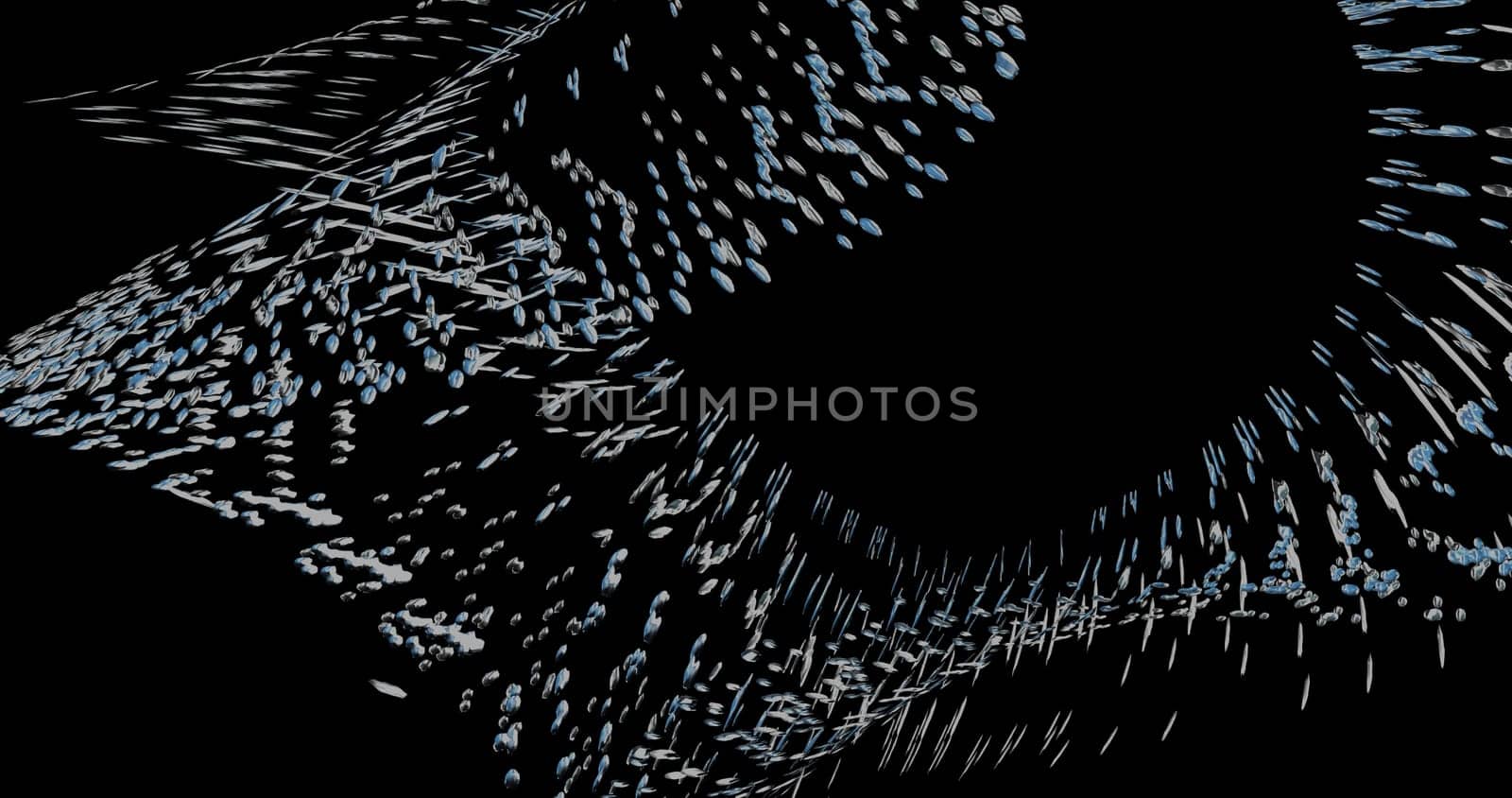 The Blue water splash isolated with black background
