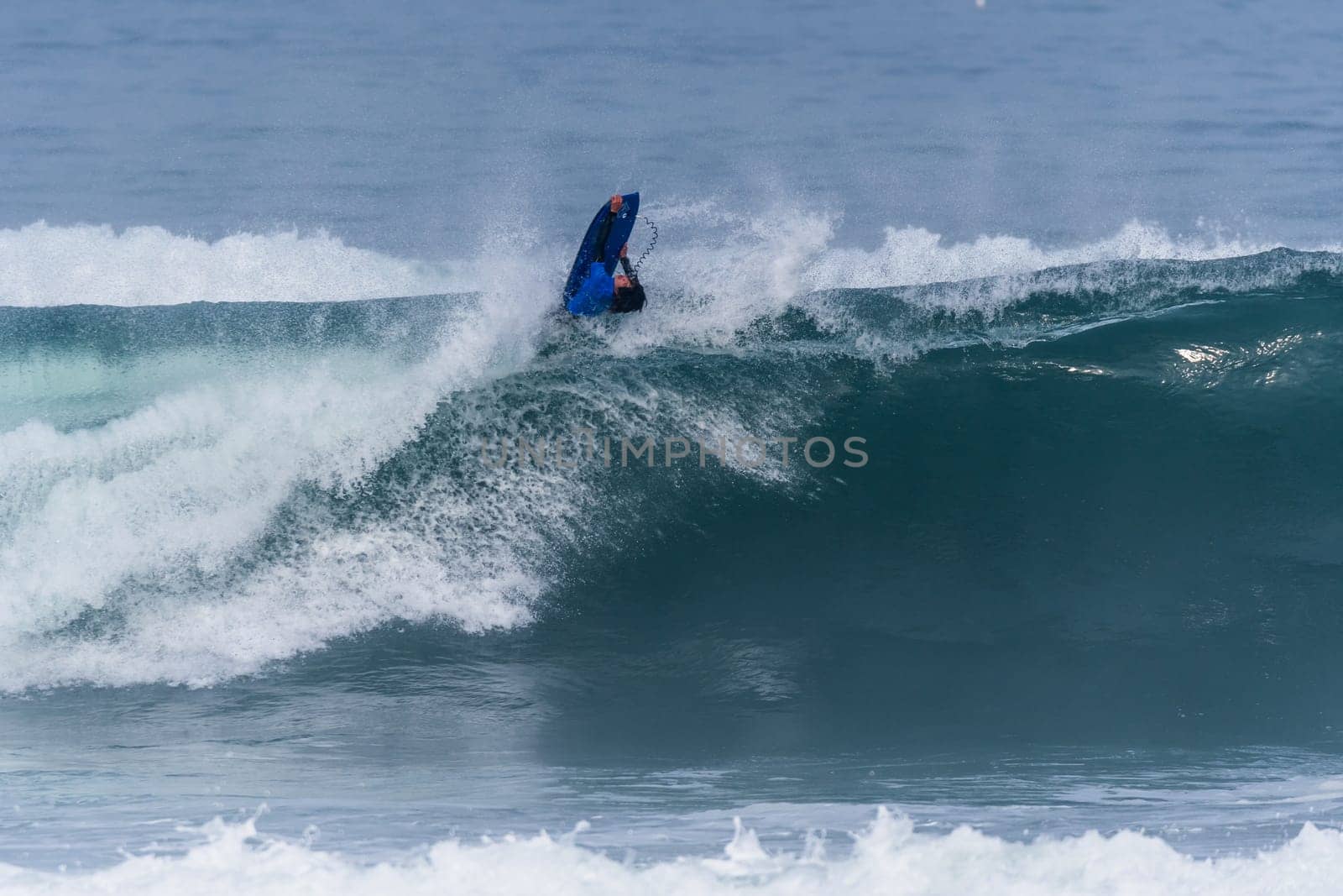 VIANA DO CASTELO, PORTUGAL - SEPTEMBER 22, 2016: Marcelo Faundez (CHI) during  the Viana World Bodyboard Championship 2016.