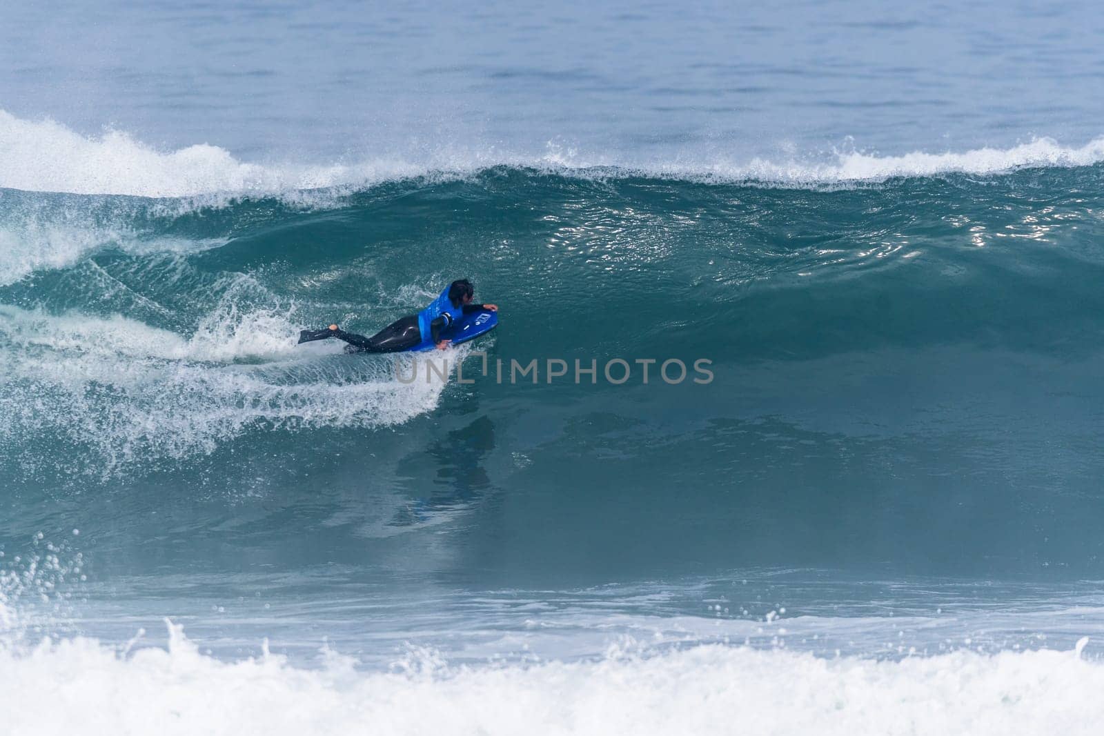 VIANA DO CASTELO, PORTUGAL - SEPTEMBER 22, 2016: Marcelo Faundez (CHI) during  the Viana World Bodyboard Championship 2016.