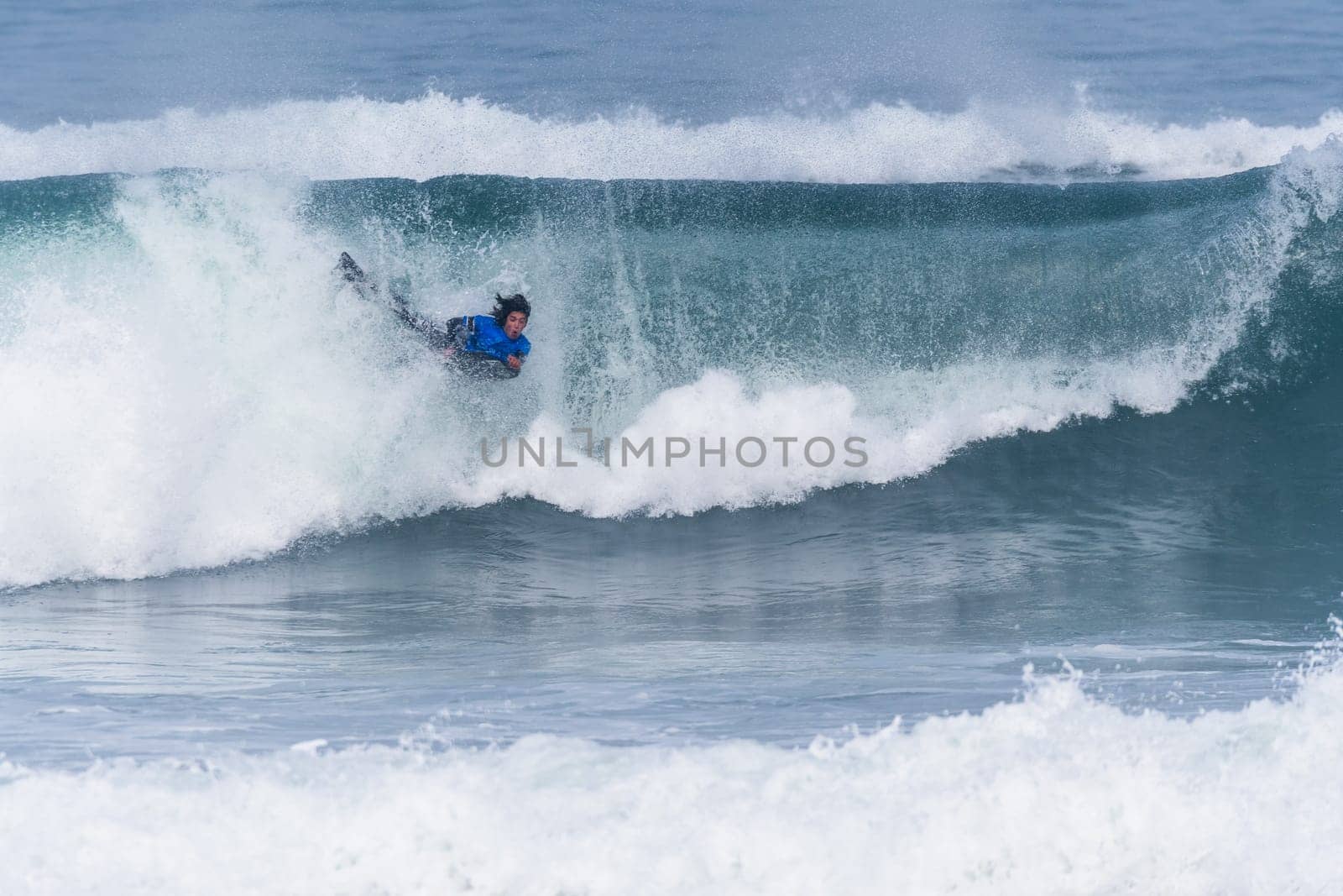 VIANA DO CASTELO, PORTUGAL - SEPTEMBER 22, 2016: Marcelo Faundez (CHI) during  the Viana World Bodyboard Championship 2016.