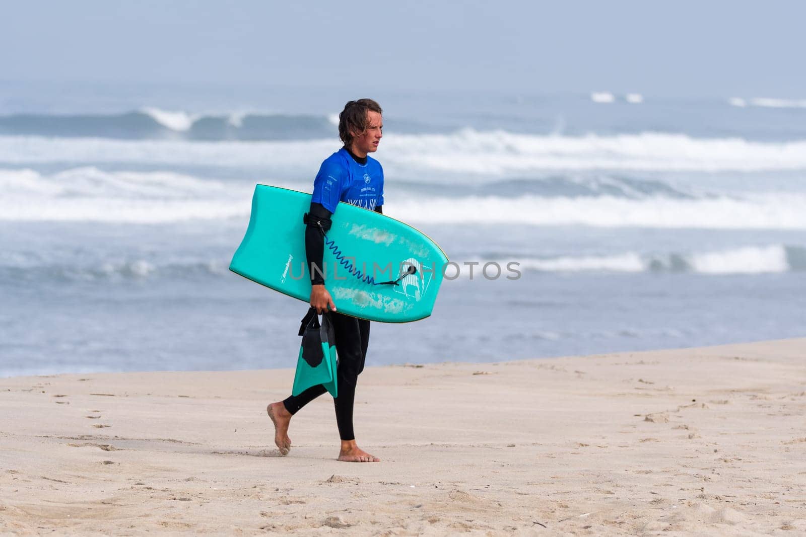 VIANA DO CASTELO, PORTUGAL - SEPTEMBER 22, 2016: Ethan Nel (RSA) during  the Viana World Bodyboard Championship 2016.