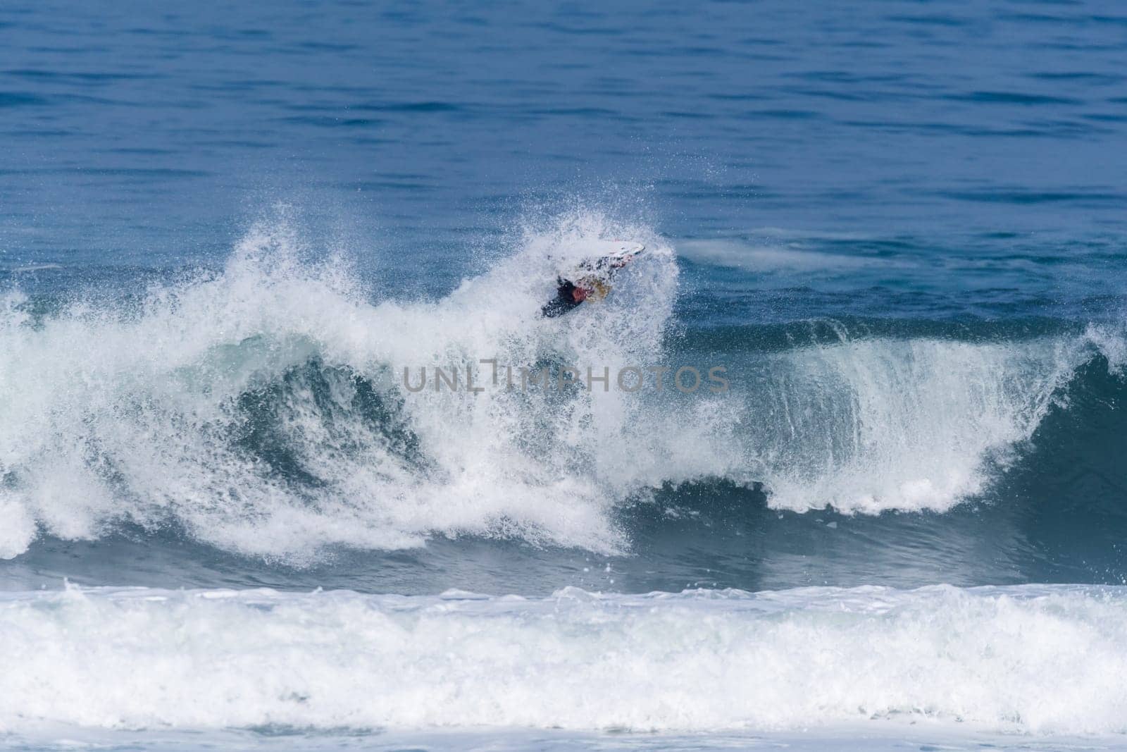 VIANA DO CASTELO, PORTUGAL - SEPTEMBER 22, 2016: Ethan Nel (RSA) during  the Viana World Bodyboard Championship 2016.