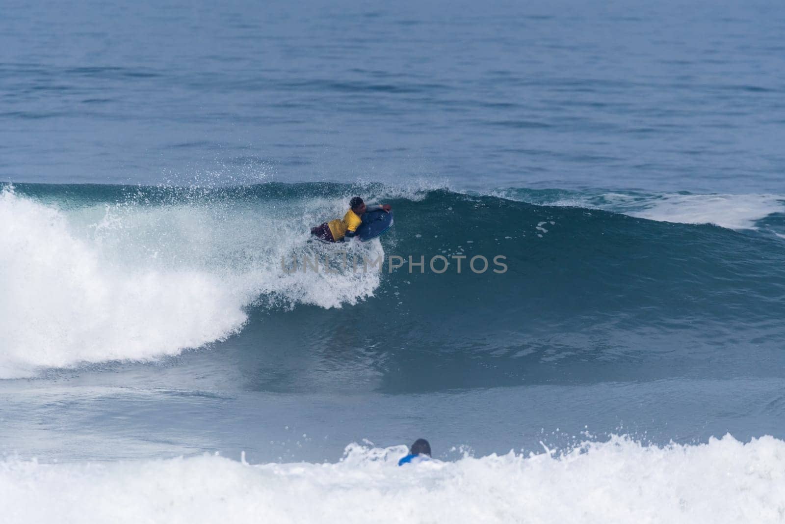 VIANA DO CASTELO, PORTUGAL - SEPTEMBER 22, 2016: Socrates Santana (BRA) during  the Viana World Bodyboard Championship 2016.