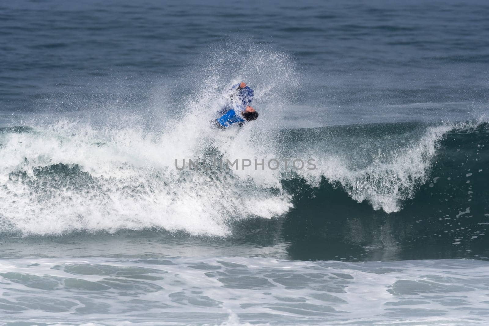 VIANA DO CASTELO, PORTUGAL - SEPTEMBER 22, 2016: Marcelo Faundez (CHI) during  the Viana World Bodyboard Championship 2016.