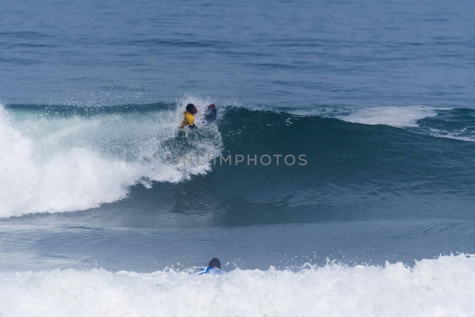 VIANA DO CASTELO, PORTUGAL - SEPTEMBER 22, 2016: Socrates Santana (BRA) during  the Viana World Bodyboard Championship 2016.