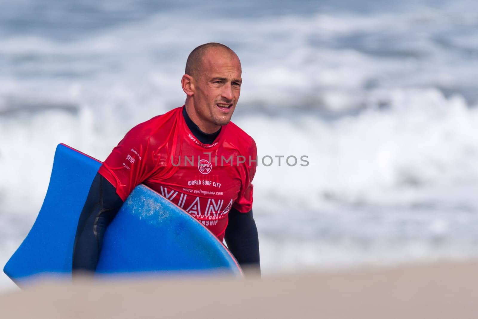 VIANA DO CASTELO, PORTUGAL - SEPTEMBER 22, 2016: Amaury Lavernhe (REU) during  the Viana World Bodyboard Championship 2016.