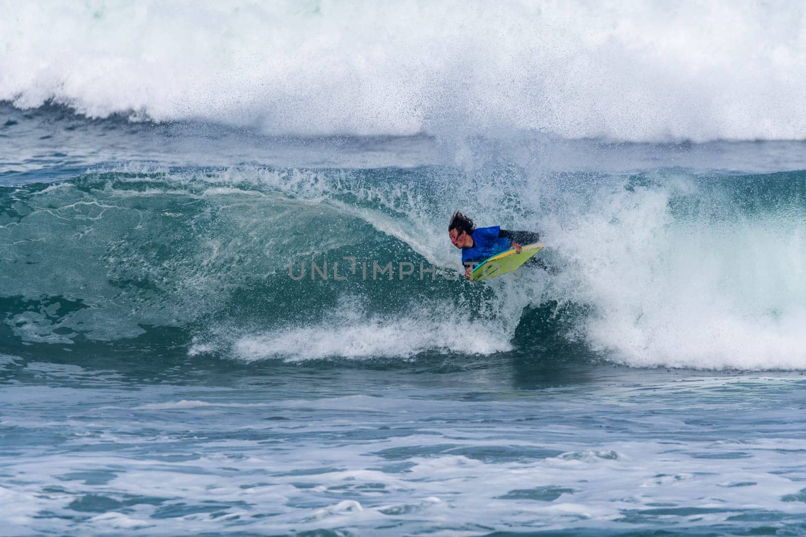 VIANA DO CASTELO, PORTUGAL - SEPTEMBER 22, 2016: Ethan Nel (RSA) during  the Viana World Bodyboard Championship 2016.