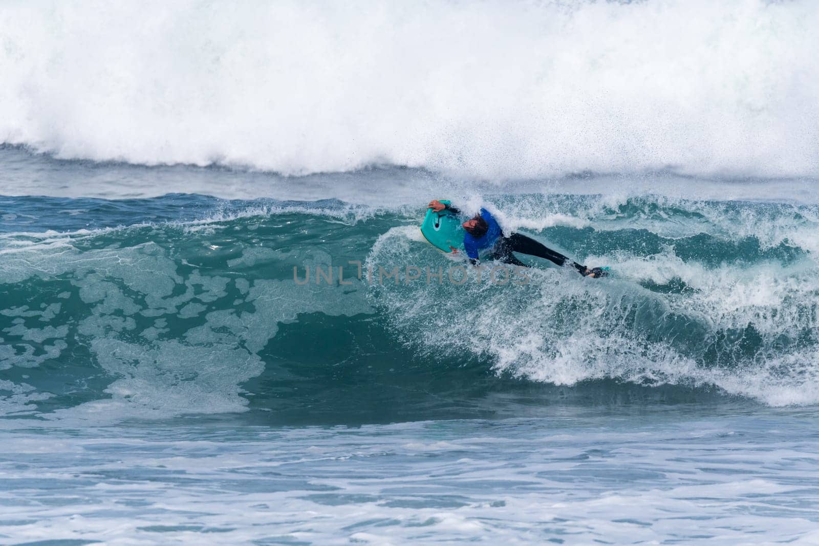 VIANA DO CASTELO, PORTUGAL - SEPTEMBER 22, 2016: Ethan Nel (RSA) during  the Viana World Bodyboard Championship 2016.
