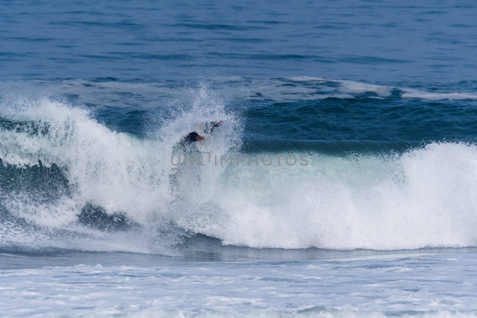 VIANA DO CASTELO, PORTUGAL - SEPTEMBER 22, 2016: Ethan Nel (RSA) during  the Viana World Bodyboard Championship 2016.