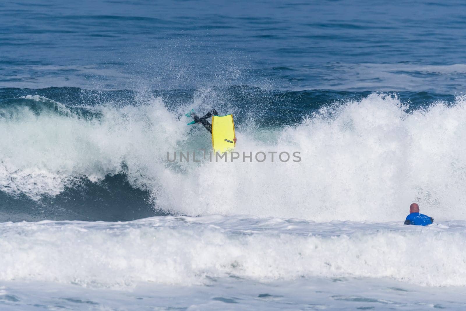 VIANA DO CASTELO, PORTUGAL - SEPTEMBER 22, 2016: Ethan Nel (RSA) during  the Viana World Bodyboard Championship 2016.