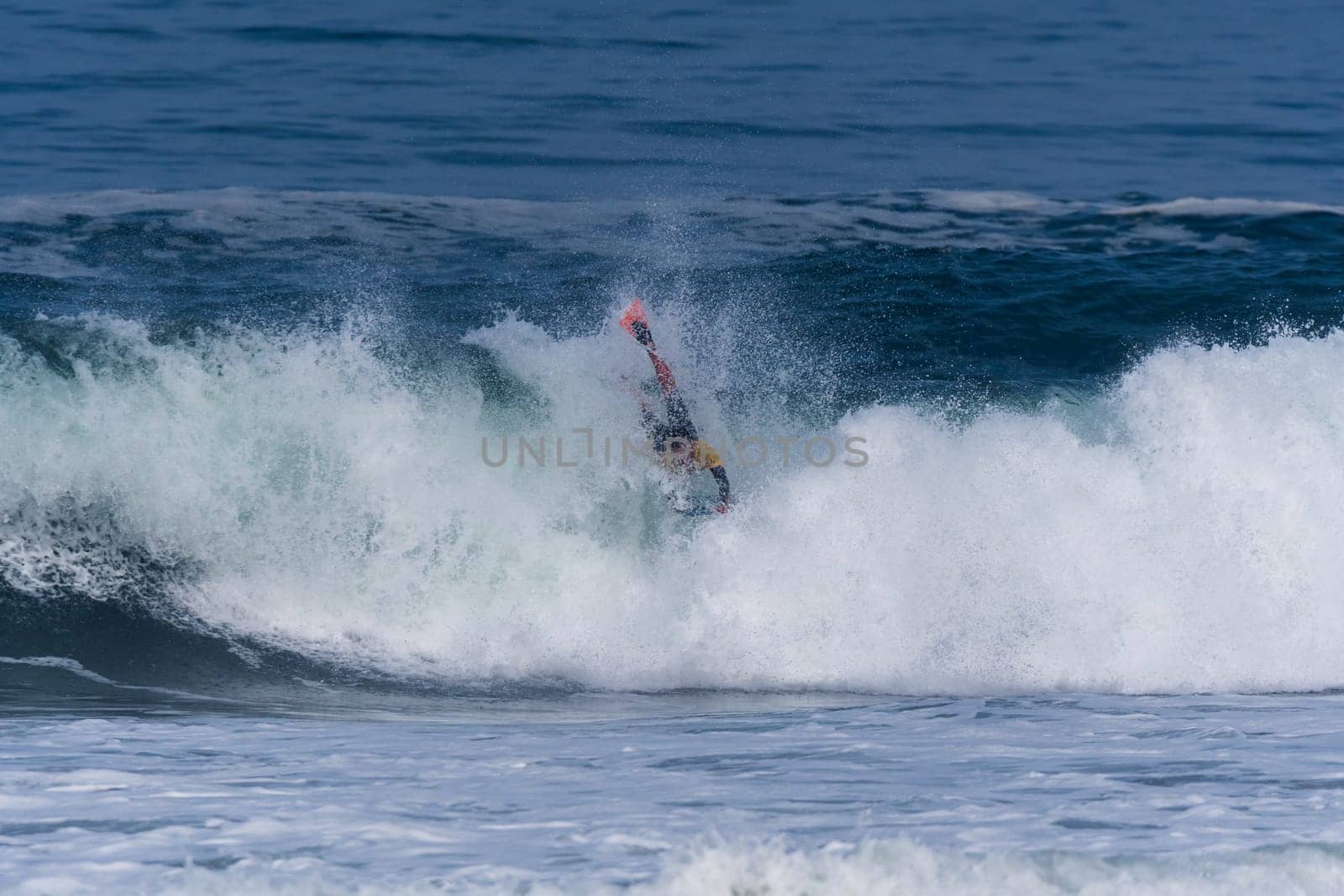 VIANA DO CASTELO, PORTUGAL - SEPTEMBER 22, 2016: Ethan Nel (RSA) during  the Viana World Bodyboard Championship 2016.