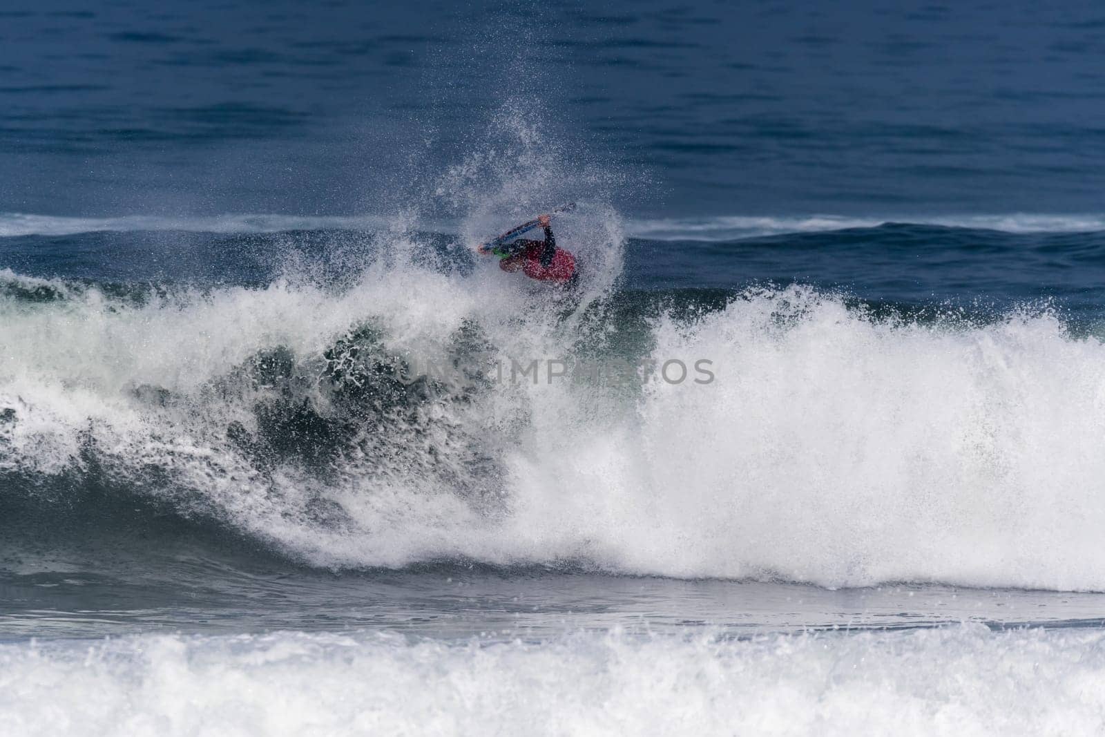 VIANA DO CASTELO, PORTUGAL - SEPTEMBER 22, 2016: Amaury Lavernhe (REU) during  the Viana World Bodyboard Championship 2016.