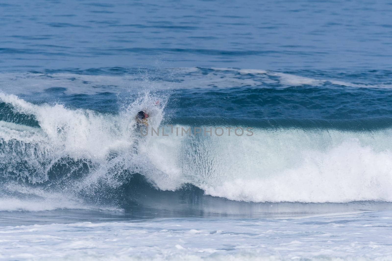 VIANA DO CASTELO, PORTUGAL - SEPTEMBER 22, 2016: Ethan Nel (RSA) during  the Viana World Bodyboard Championship 2016.