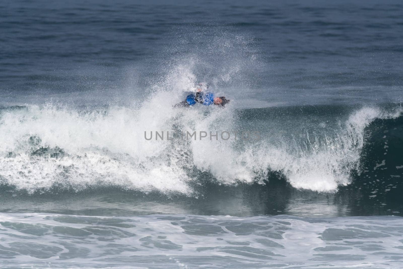 VIANA DO CASTELO, PORTUGAL - SEPTEMBER 22, 2016: Marcelo Faundez (CHI) during  the Viana World Bodyboard Championship 2016.