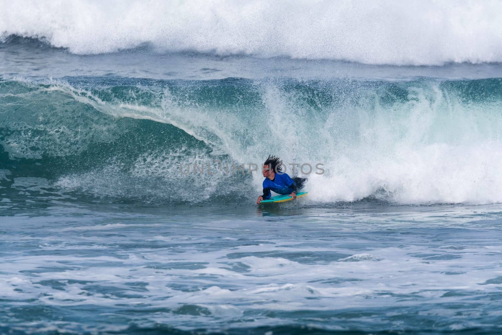 VIANA DO CASTELO, PORTUGAL - SEPTEMBER 22, 2016: Ethan Nel (RSA) during  the Viana World Bodyboard Championship 2016.