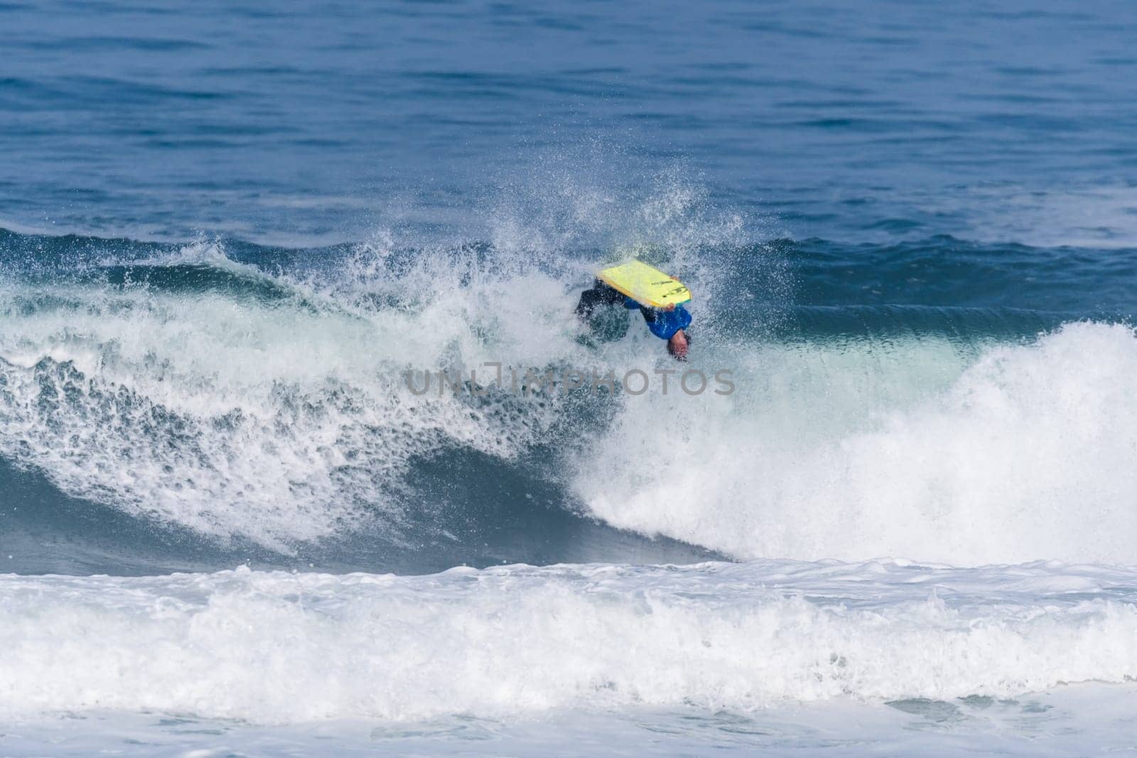 VIANA DO CASTELO, PORTUGAL - SEPTEMBER 22, 2016: Ethan Nel (RSA) during  the Viana World Bodyboard Championship 2016.