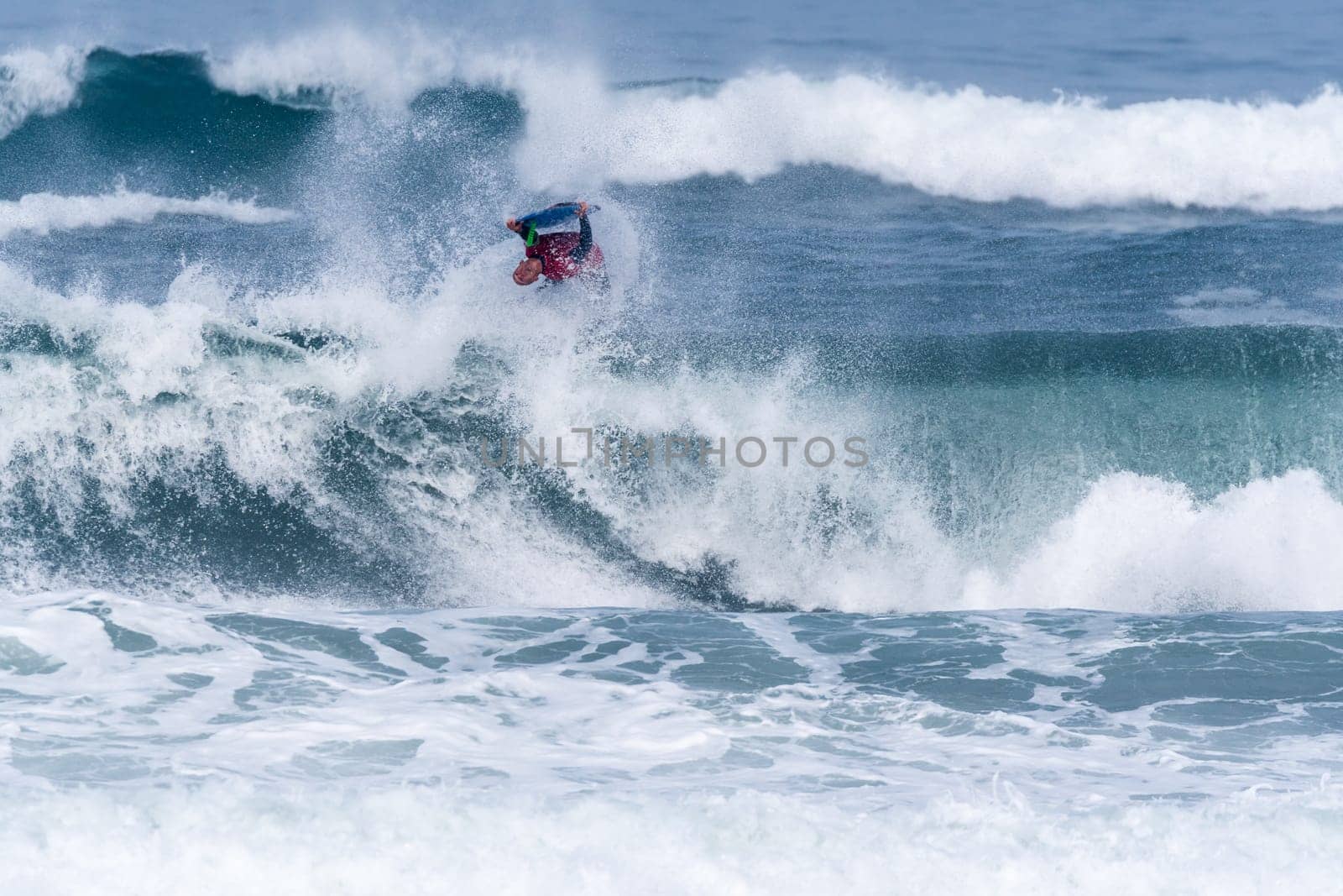VIANA DO CASTELO, PORTUGAL - SEPTEMBER 22, 2016: Amaury Lavernhe (REU) during  the Viana World Bodyboard Championship 2016.