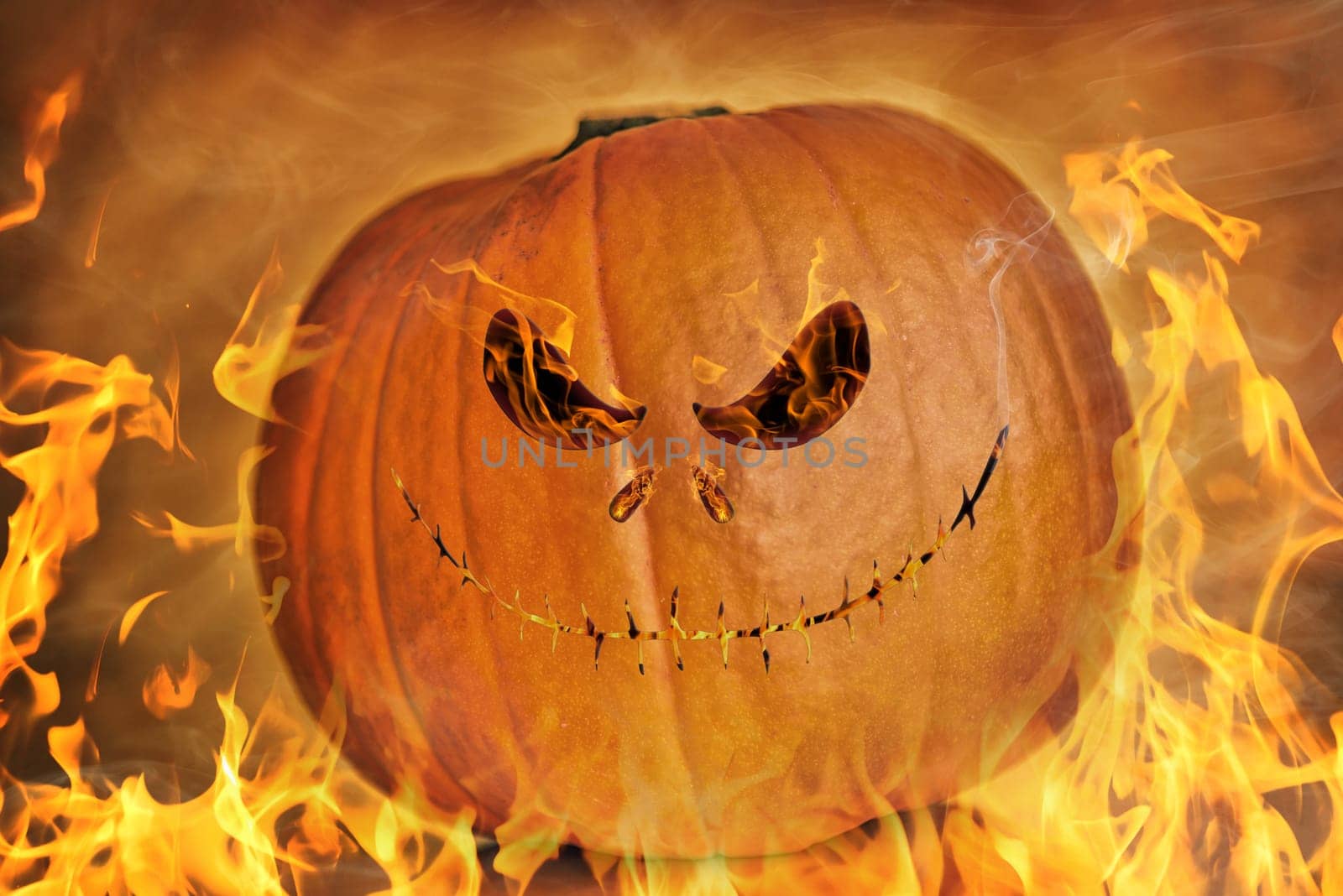 dark background pumpkin on orange background,halloween theme