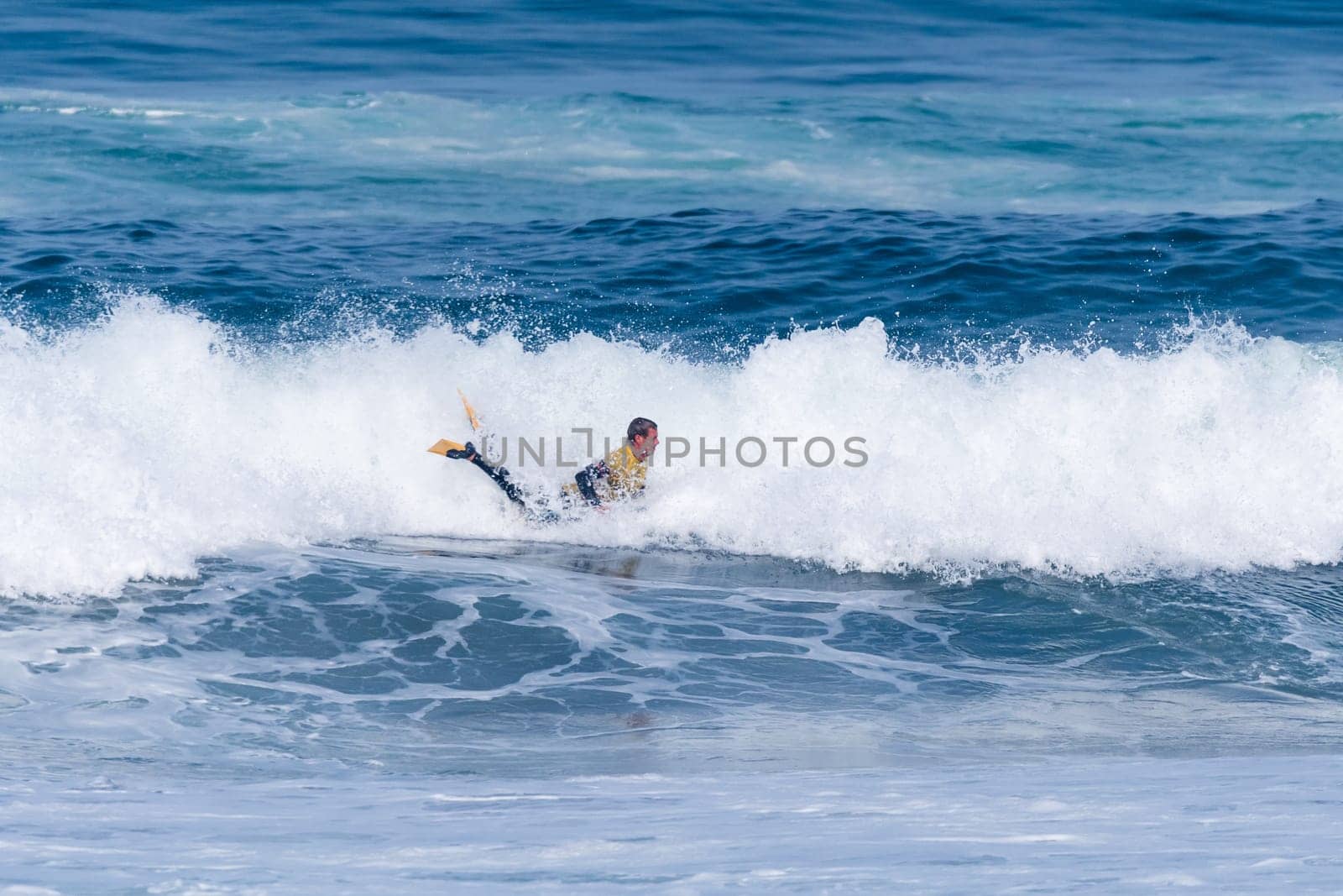 VIANA DO CASTELO, PORTUGAL - SEPTEMBER 22, 2016: Maxime Castillo (FRA) during  the Viana World Bodyboard Championship 2016.