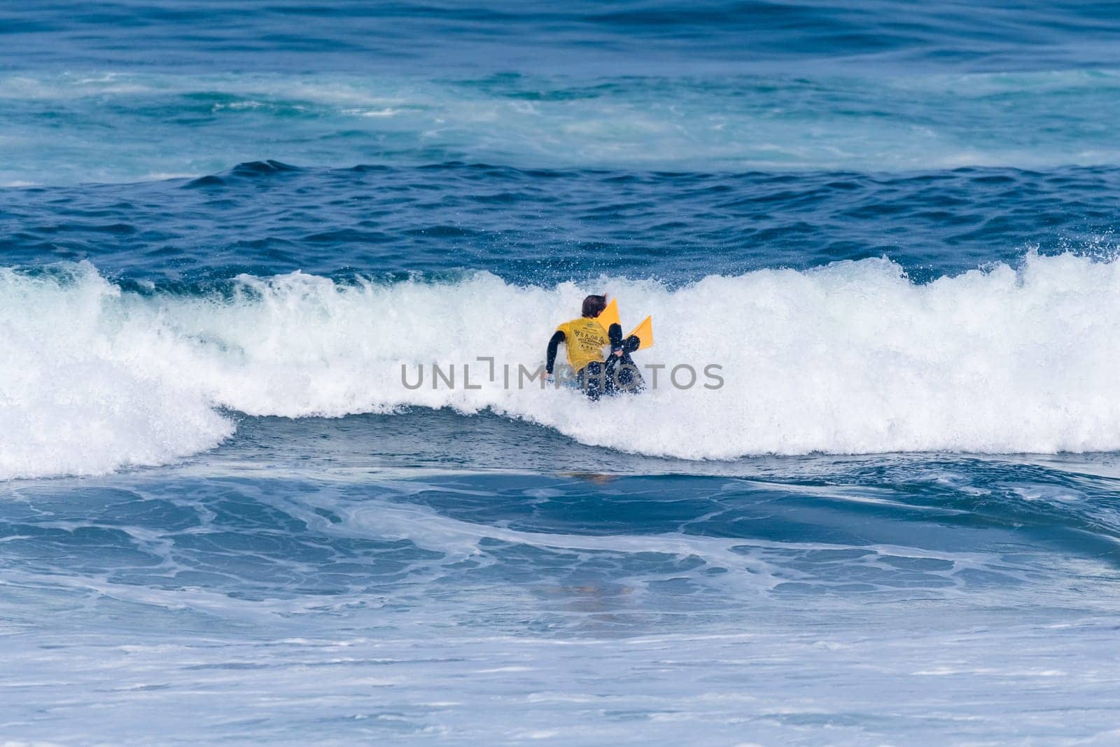 VIANA DO CASTELO, PORTUGAL - SEPTEMBER 22, 2016: Maxime Castillo (FRA) during  the Viana World Bodyboard Championship 2016.