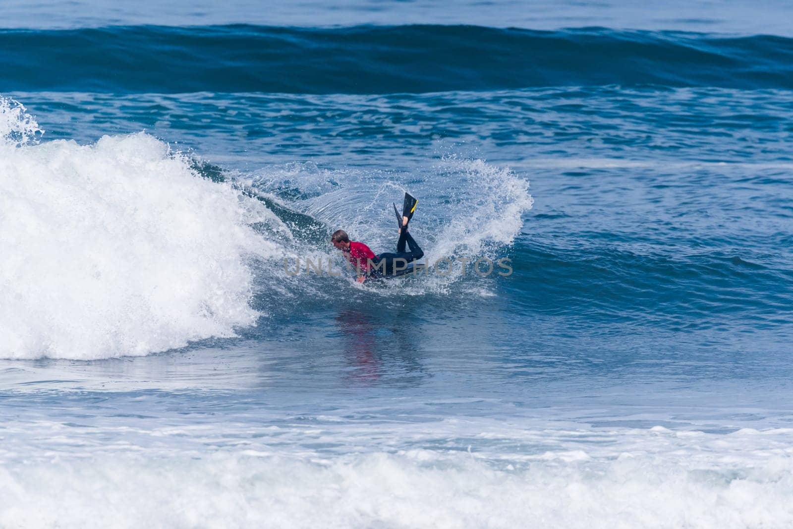VIANA DO CASTELO, PORTUGAL - SEPTEMBER 22, 2016: Tanner McDaniel (HAW) during  the Viana World Bodyboard Championship 2016.