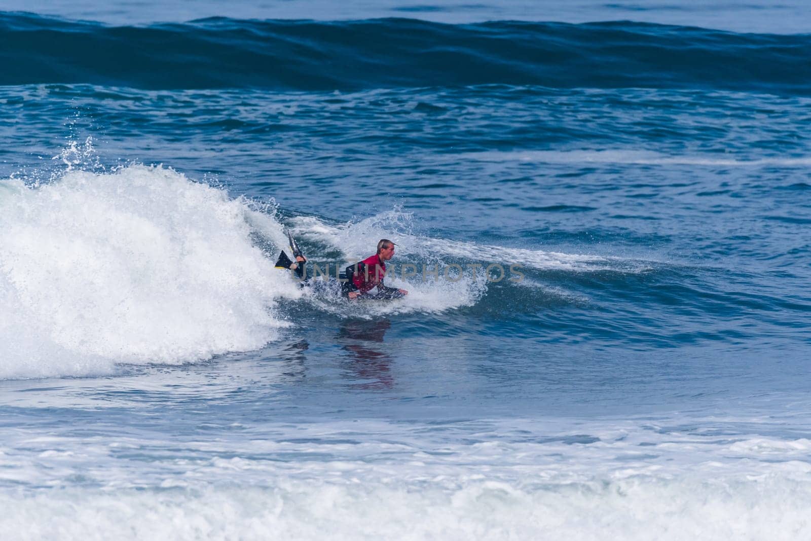 VIANA DO CASTELO, PORTUGAL - SEPTEMBER 22, 2016: Tanner McDaniel (HAW) during  the Viana World Bodyboard Championship 2016.