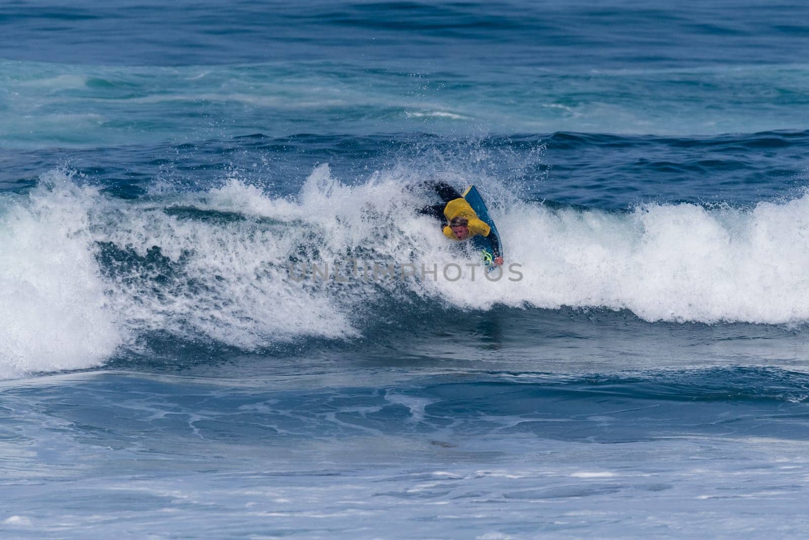 VIANA DO CASTELO, PORTUGAL - SEPTEMBER 22, 2016: Maxime Castillo (FRA) during  the Viana World Bodyboard Championship 2016.