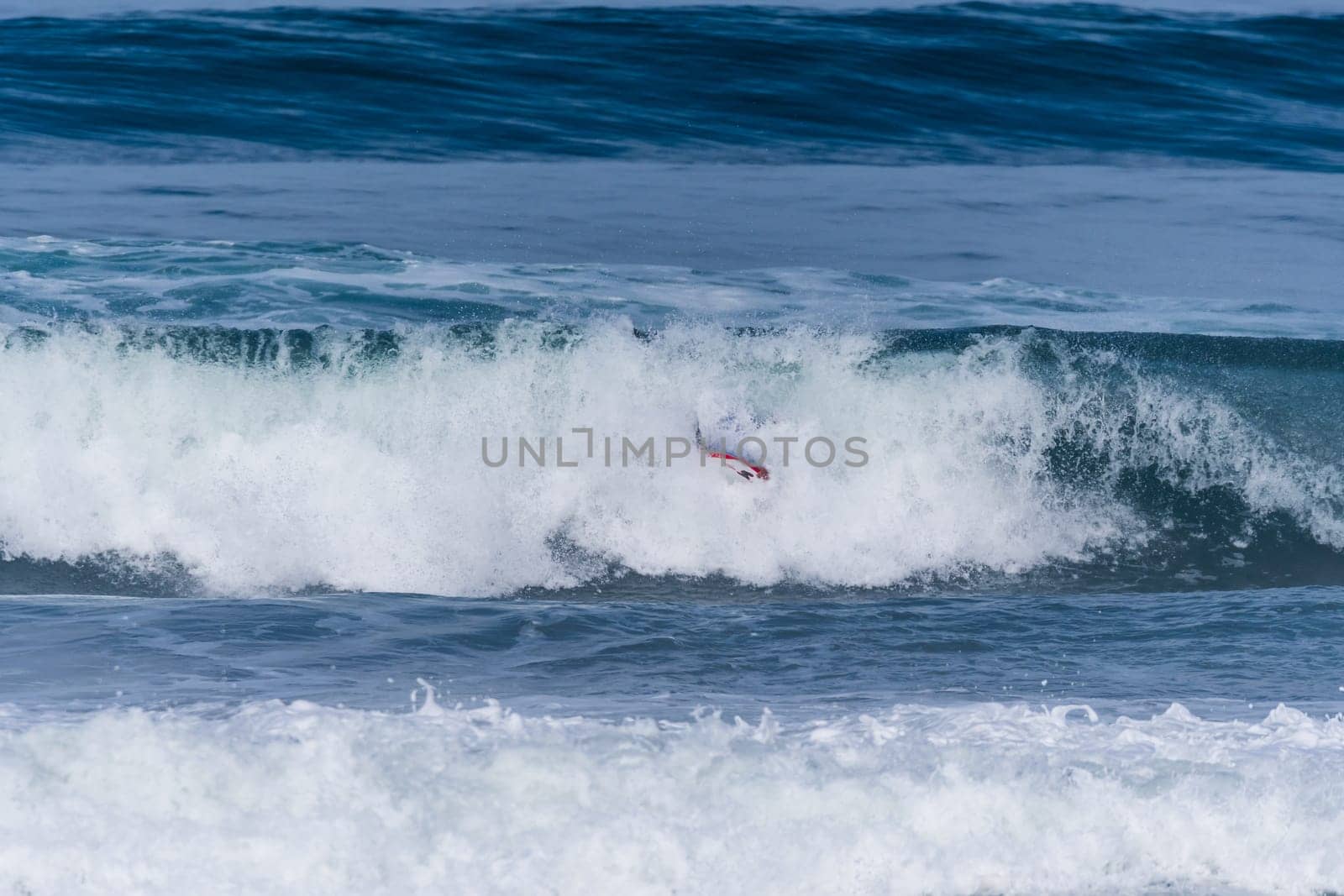 VIANA DO CASTELO, PORTUGAL - SEPTEMBER 22, 2016: Mike Stewart (HAW) during  the Viana World Bodyboard Championship 2016.
