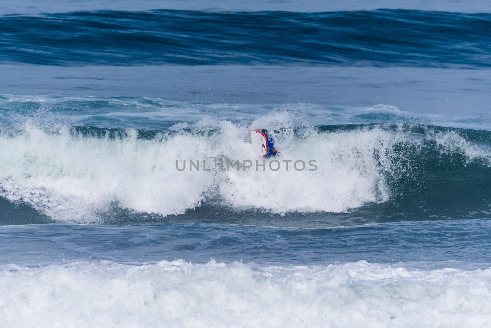 VIANA DO CASTELO, PORTUGAL - SEPTEMBER 22, 2016: Mike Stewart (HAW) during  the Viana World Bodyboard Championship 2016.