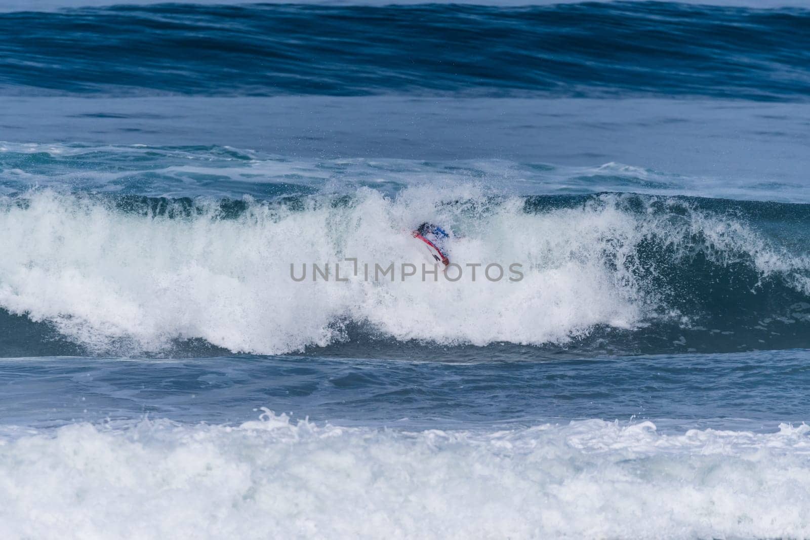 VIANA DO CASTELO, PORTUGAL - SEPTEMBER 22, 2016: Mike Stewart (HAW) during  the Viana World Bodyboard Championship 2016.