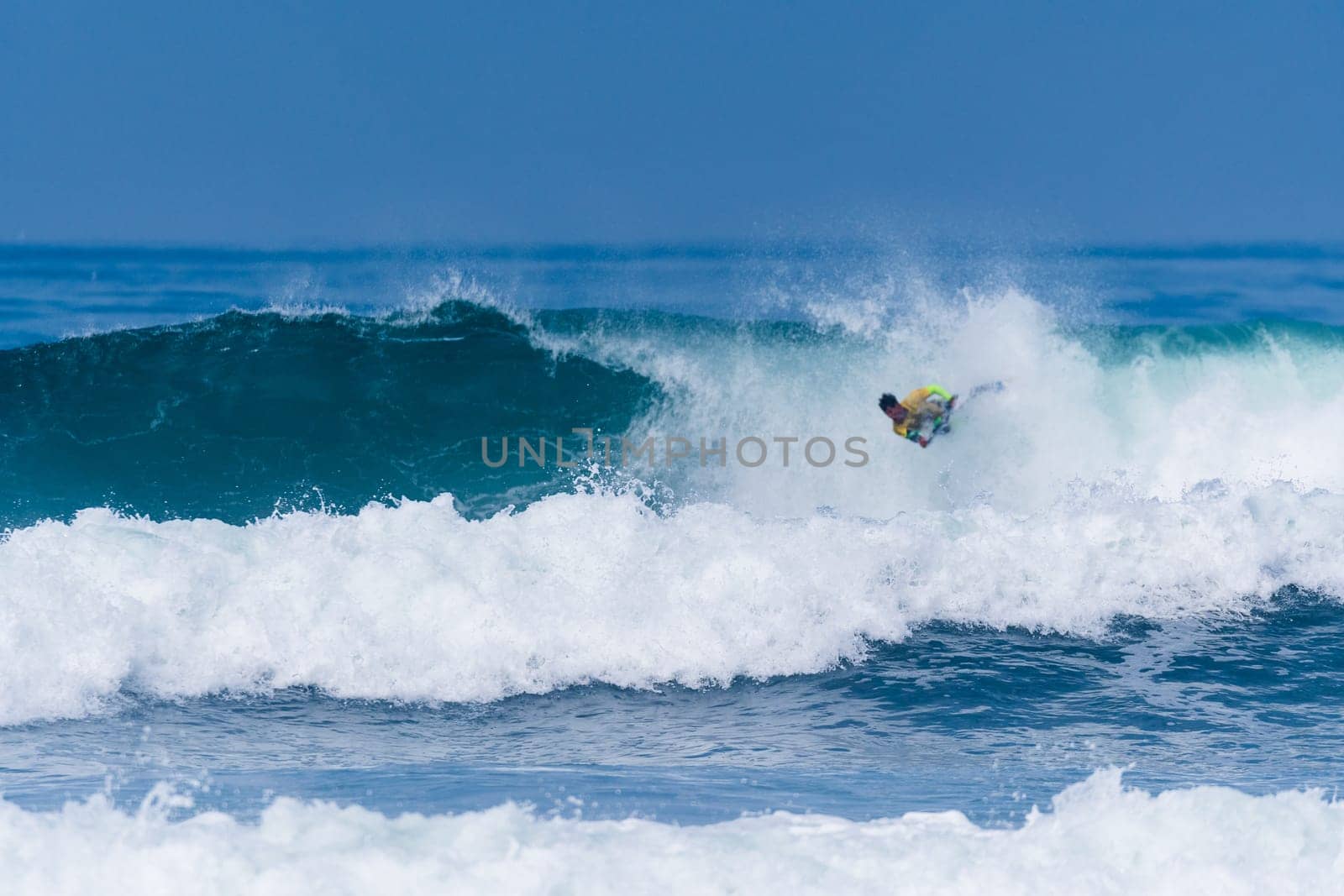 VIANA DO CASTELO, PORTUGAL - SEPTEMBER 22, 2016: Alex Uranga (EUS) during  the Viana World Bodyboard Championship 2016.