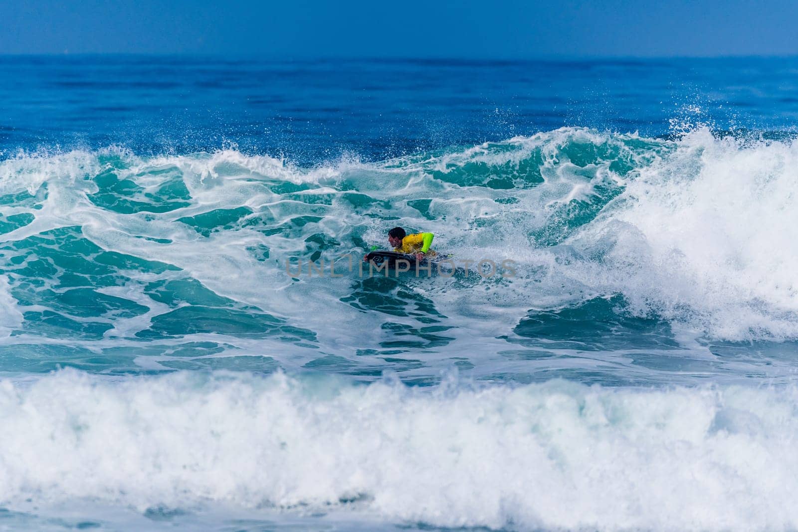 VIANA DO CASTELO, PORTUGAL - SEPTEMBER 22, 2016: Alex Uranga (EUS) during  the Viana World Bodyboard Championship 2016.