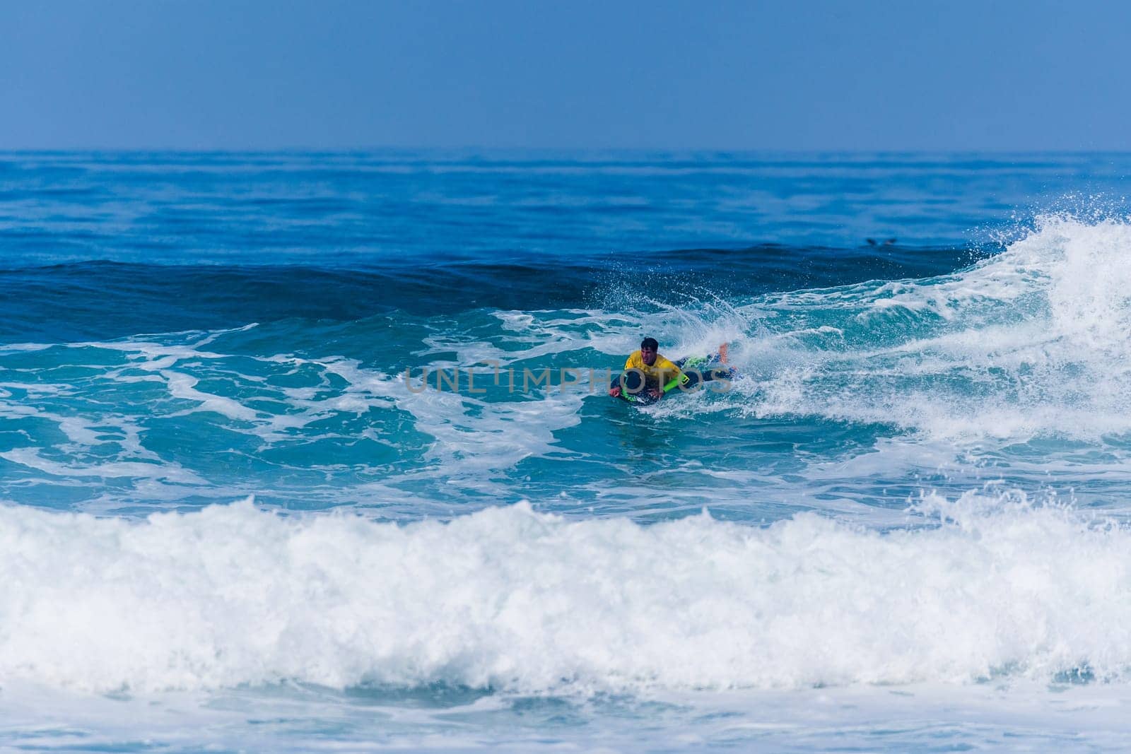 VIANA DO CASTELO, PORTUGAL - SEPTEMBER 22, 2016: Alex Uranga (EUS) during  the Viana World Bodyboard Championship 2016.