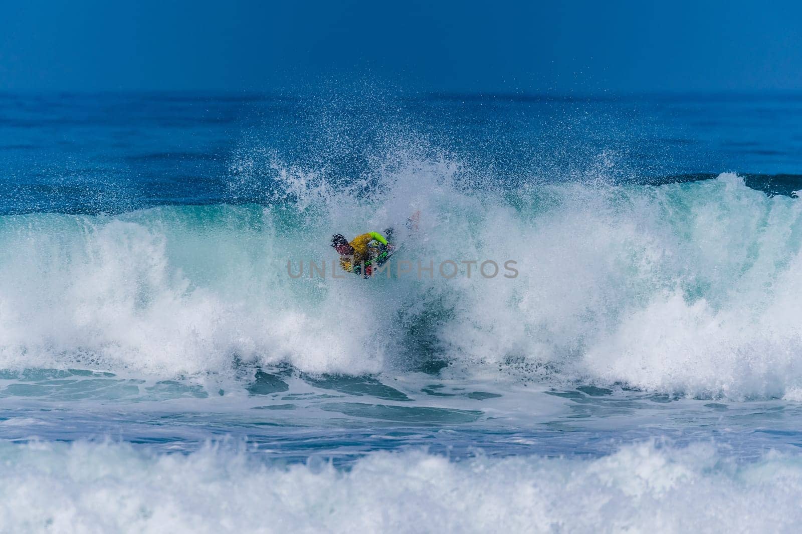 VIANA DO CASTELO, PORTUGAL - SEPTEMBER 22, 2016: Alex Uranga (EUS) during  the Viana World Bodyboard Championship 2016.