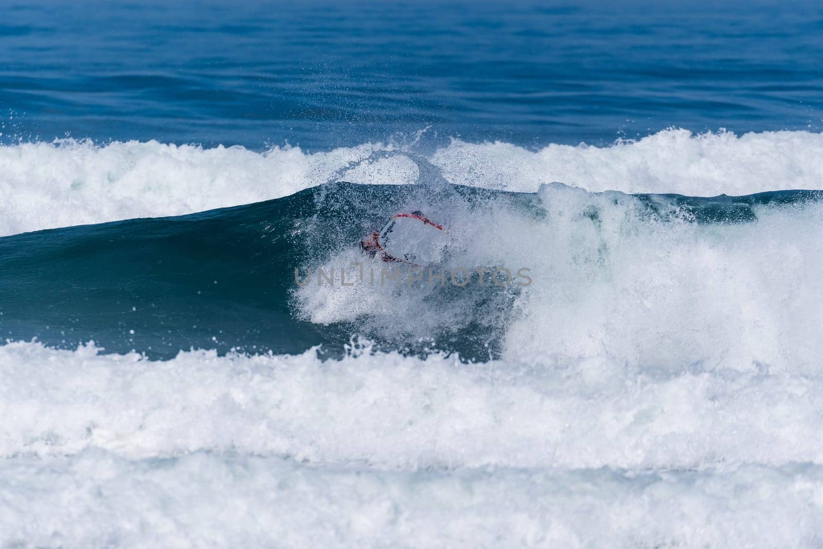 VIANA DO CASTELO, PORTUGAL - SEPTEMBER 22, 2016: Mathias Dias (CHI) during  the Viana World Bodyboard Championship 2016.