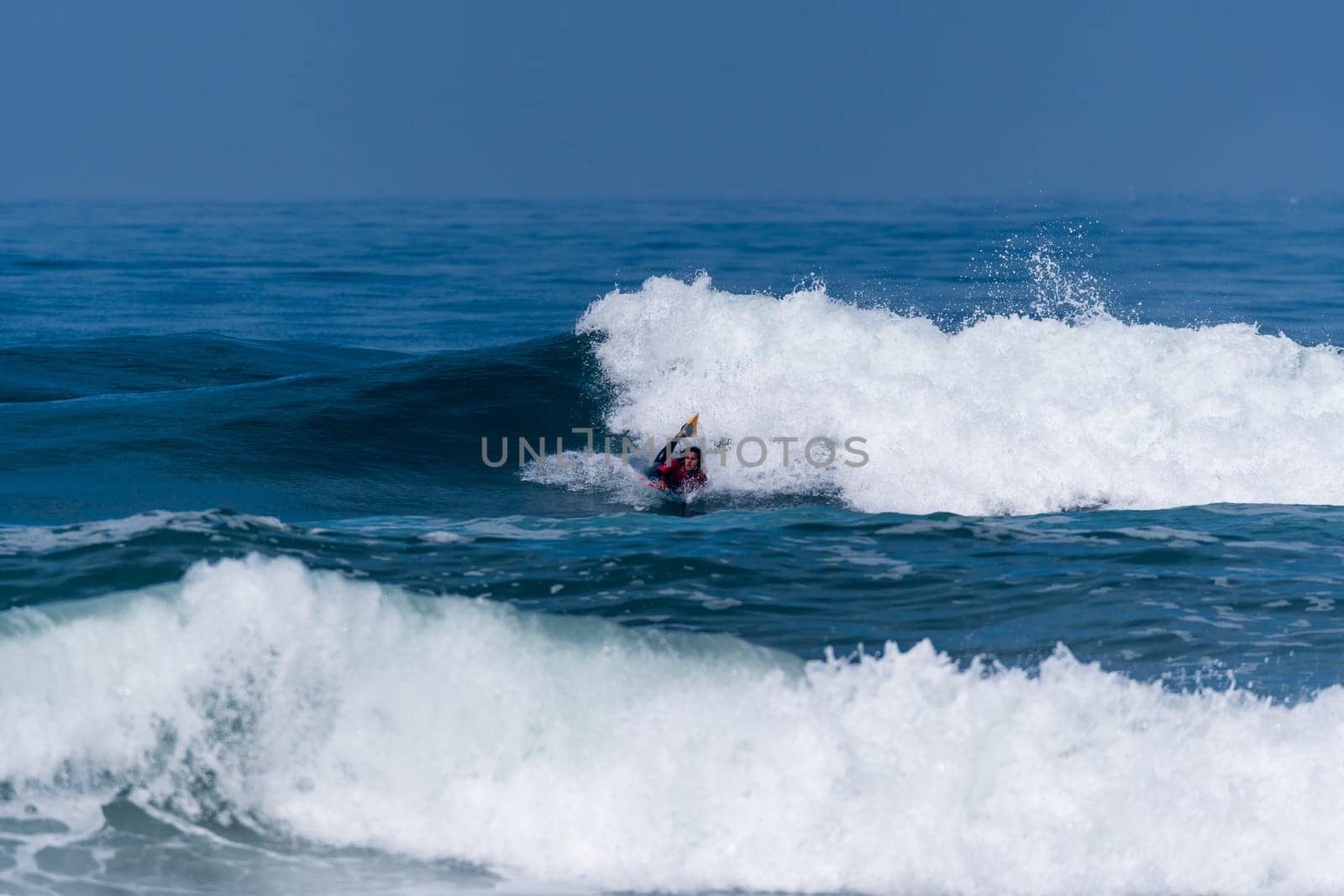 VIANA DO CASTELO, PORTUGAL - SEPTEMBER 22, 2016: Mathias Dias (CHI) during  the Viana World Bodyboard Championship 2016.